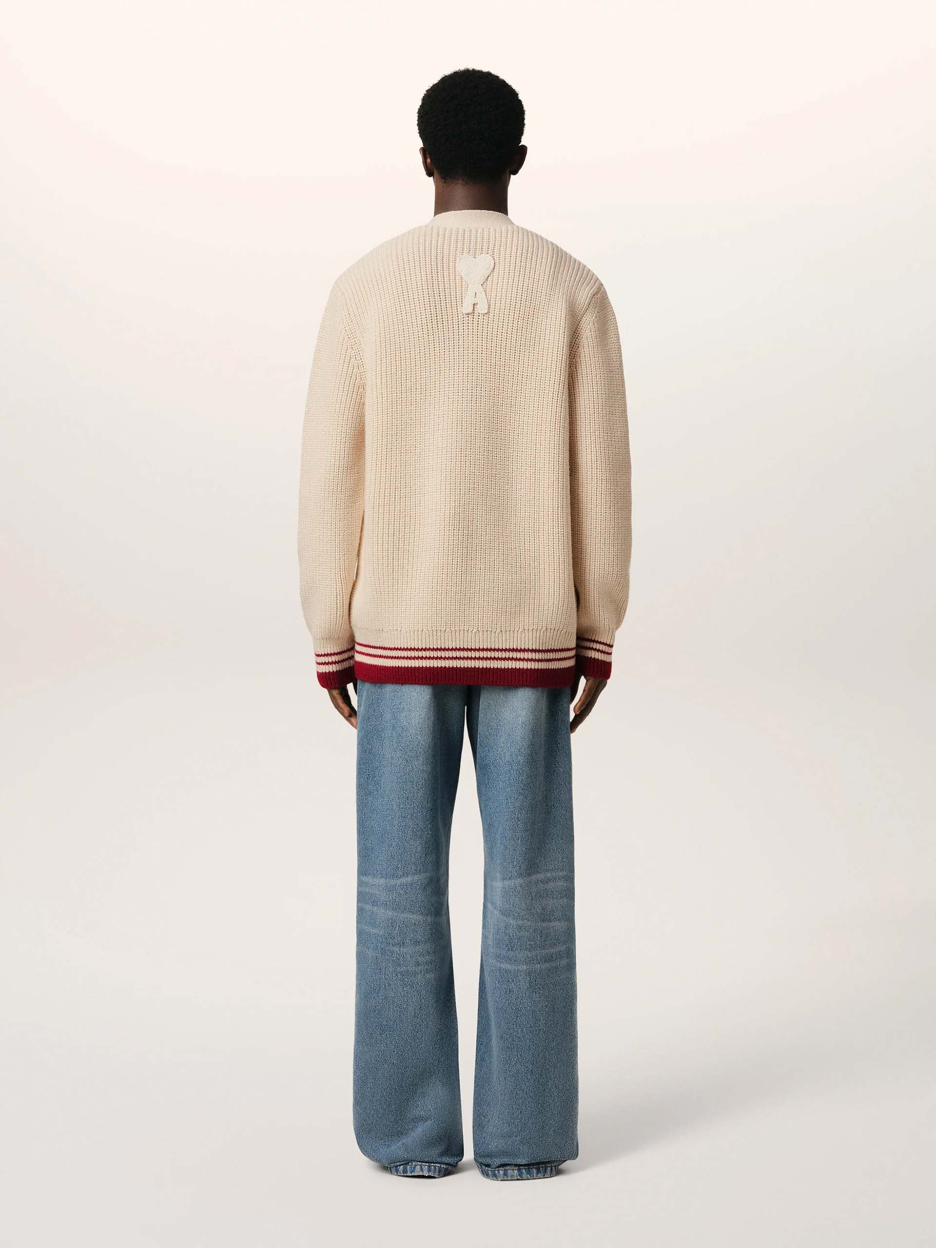 AMI PARIS - Gerippter Cardigan mit Logo-Details