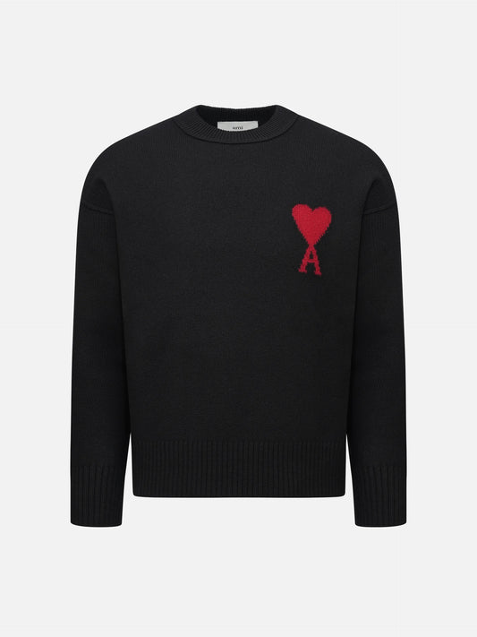 AMI PARIS - Pullover Ami De Coeur mit rotem Logo in Schwarz - Black