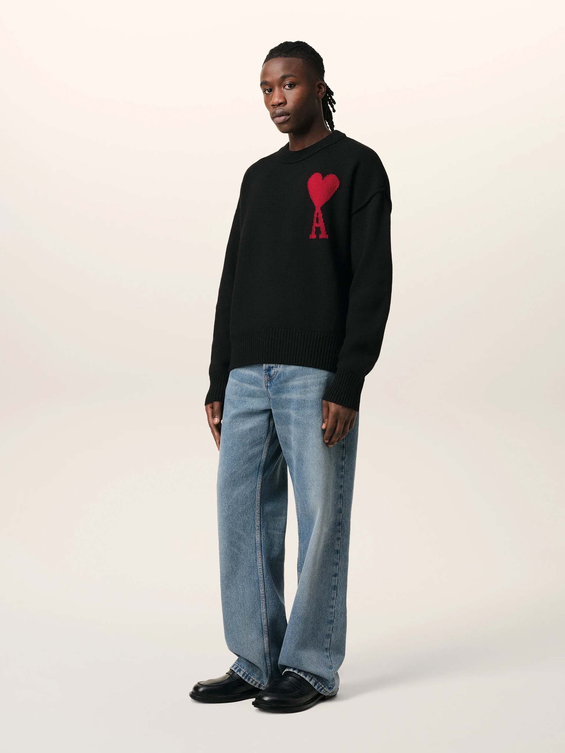 AMI PARIS - Pullover Ami De Coeur mit rotem Logo in Schwarz - Black