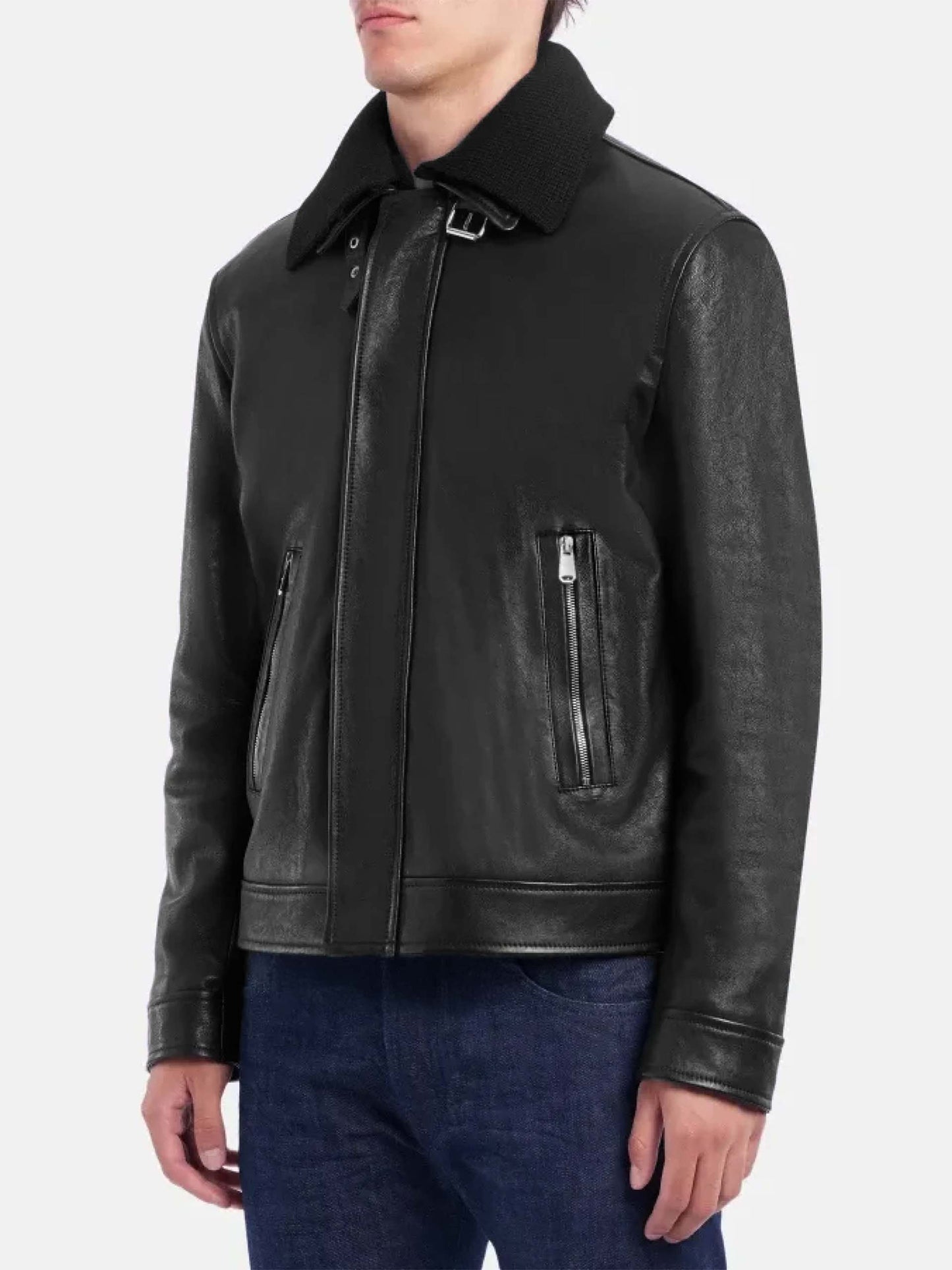 Nappa leather flight jacket for men