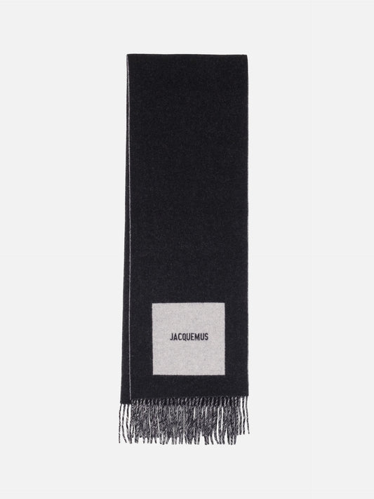JACQUEMUS - Rond Carré Schal mit Logo aus Schurwolle in Schwarz - Black