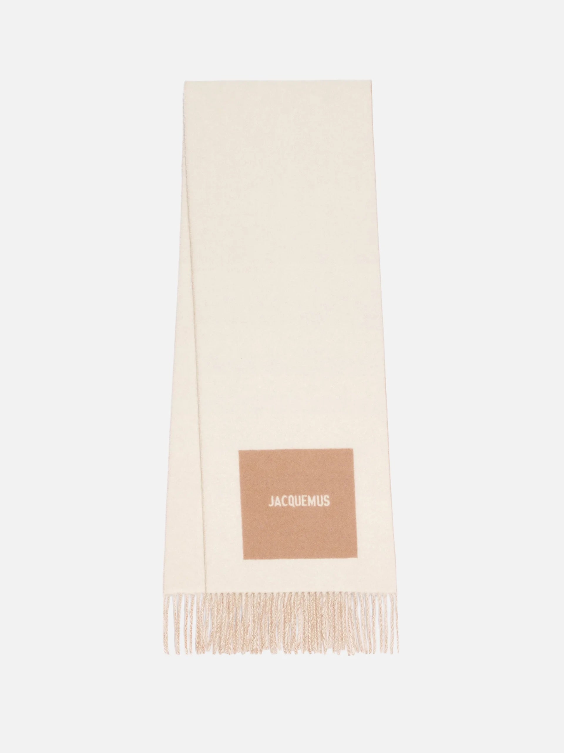 JACQUEMUS - Rond Carré Schal mit Logo aus Schurwolle in Beige