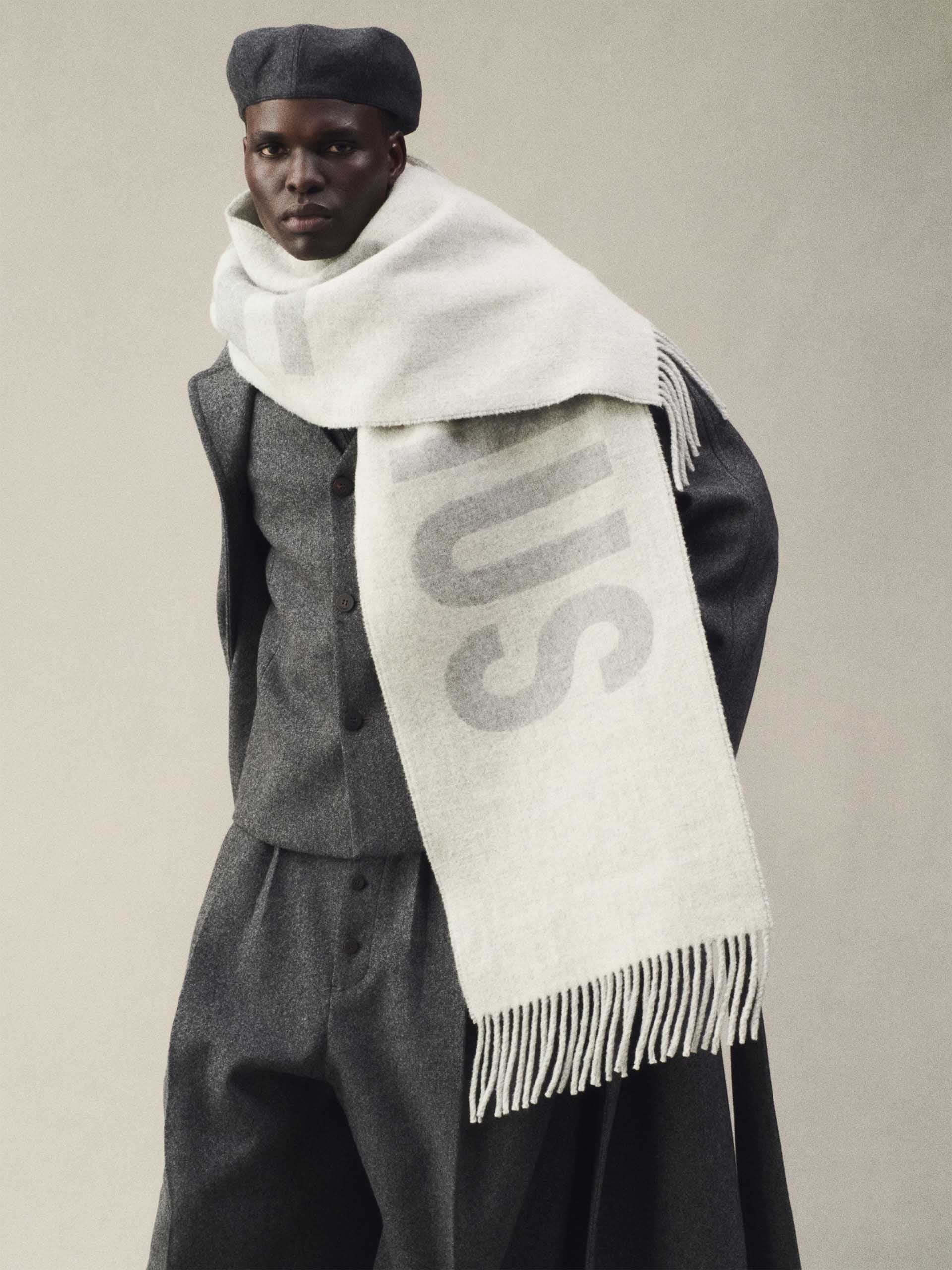 JACQUEMUS - Schal mit Logo aus Wolle in Grau - Grey