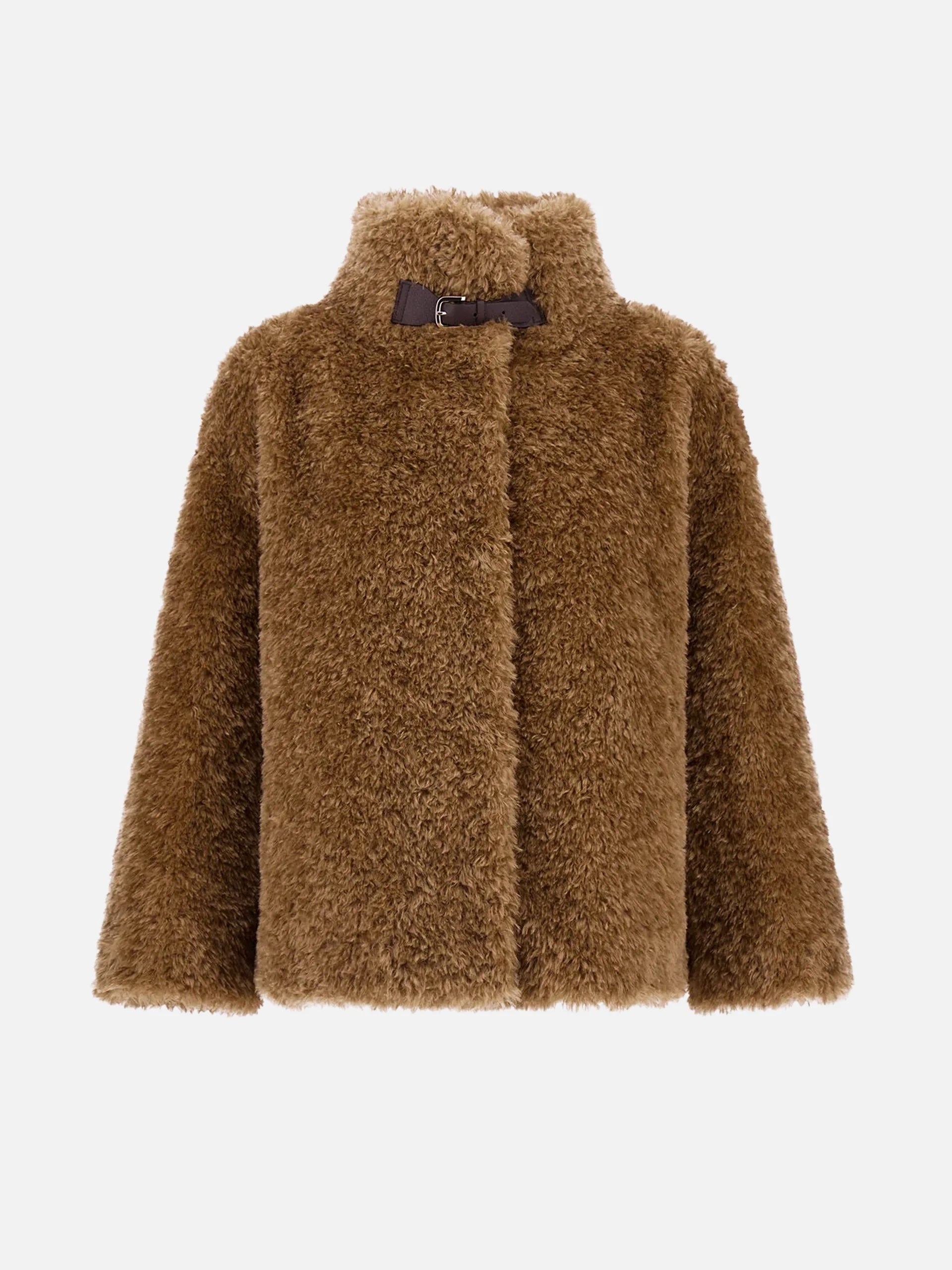 HERNO - Cape aus Faux-Shearling für Damen in Camel Beige