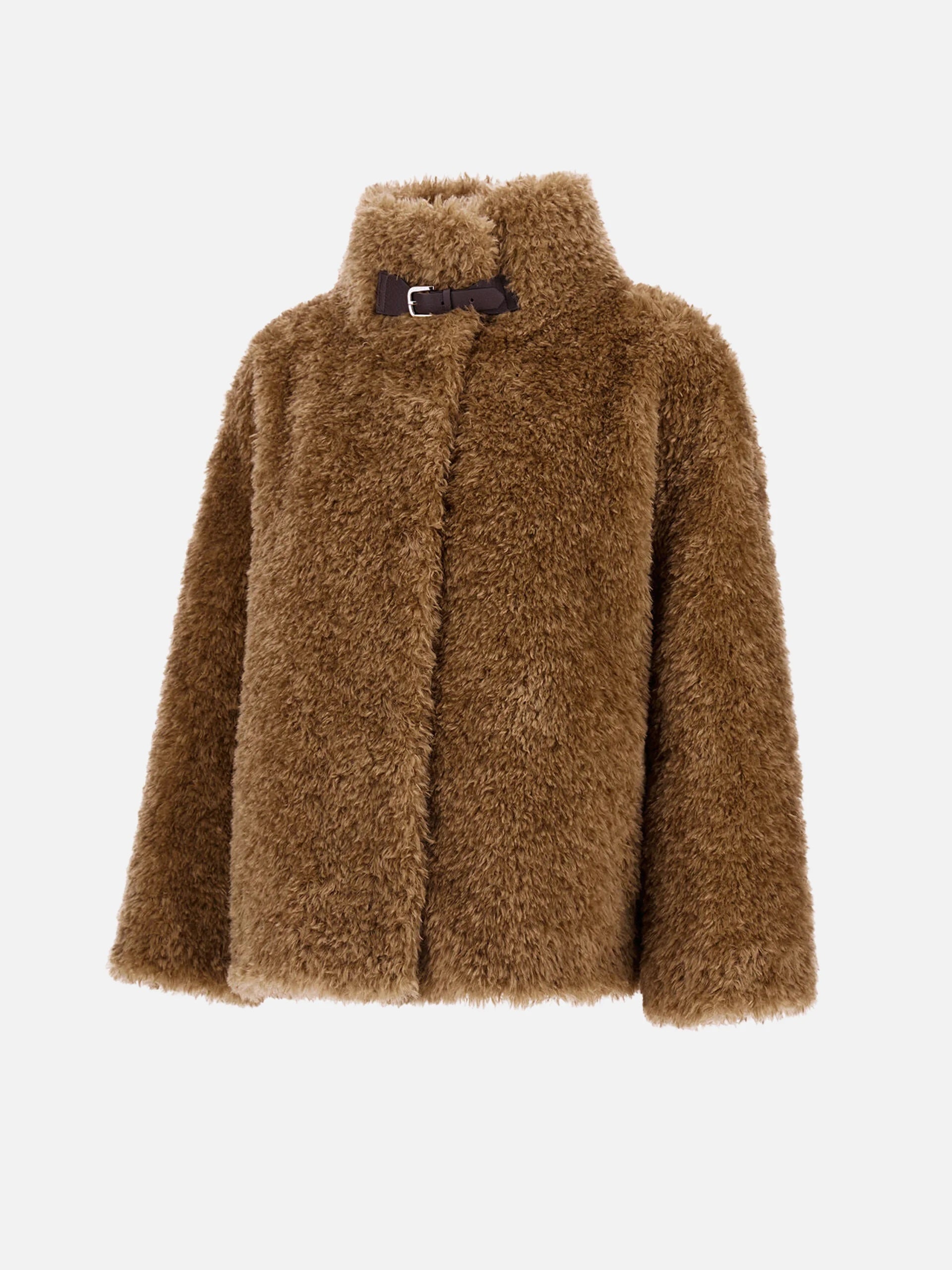 HERNO - Cape aus Faux-Shearling für Damen in Camel Beige