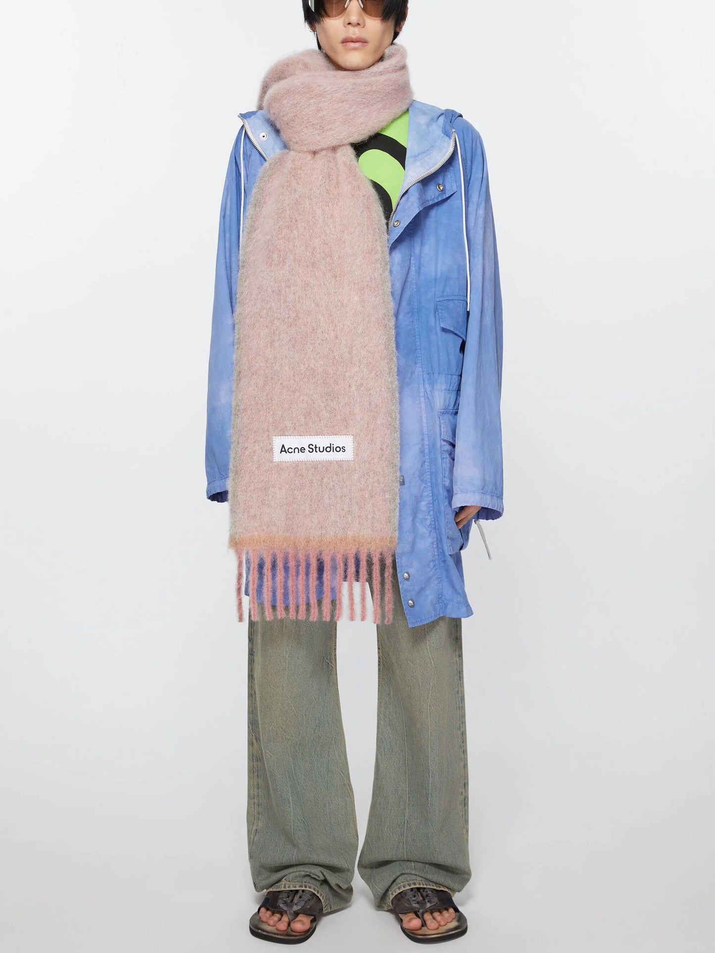 ACNE STUDIOS - Schal mit Fransen aus Wolle und Mohair in Rosa - Dusty Pink