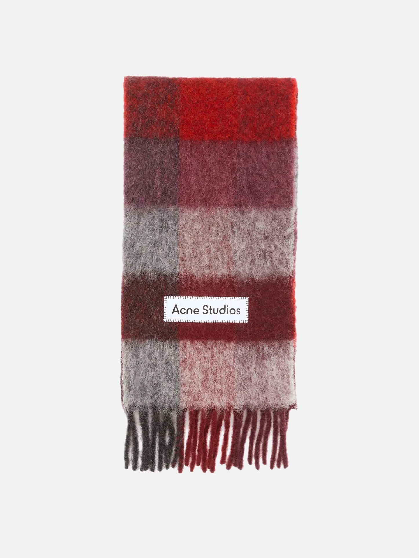 ACNE STUDIOS - Karierter Schal mit Logo-Patch in Rot / Schwarz - Red / Black