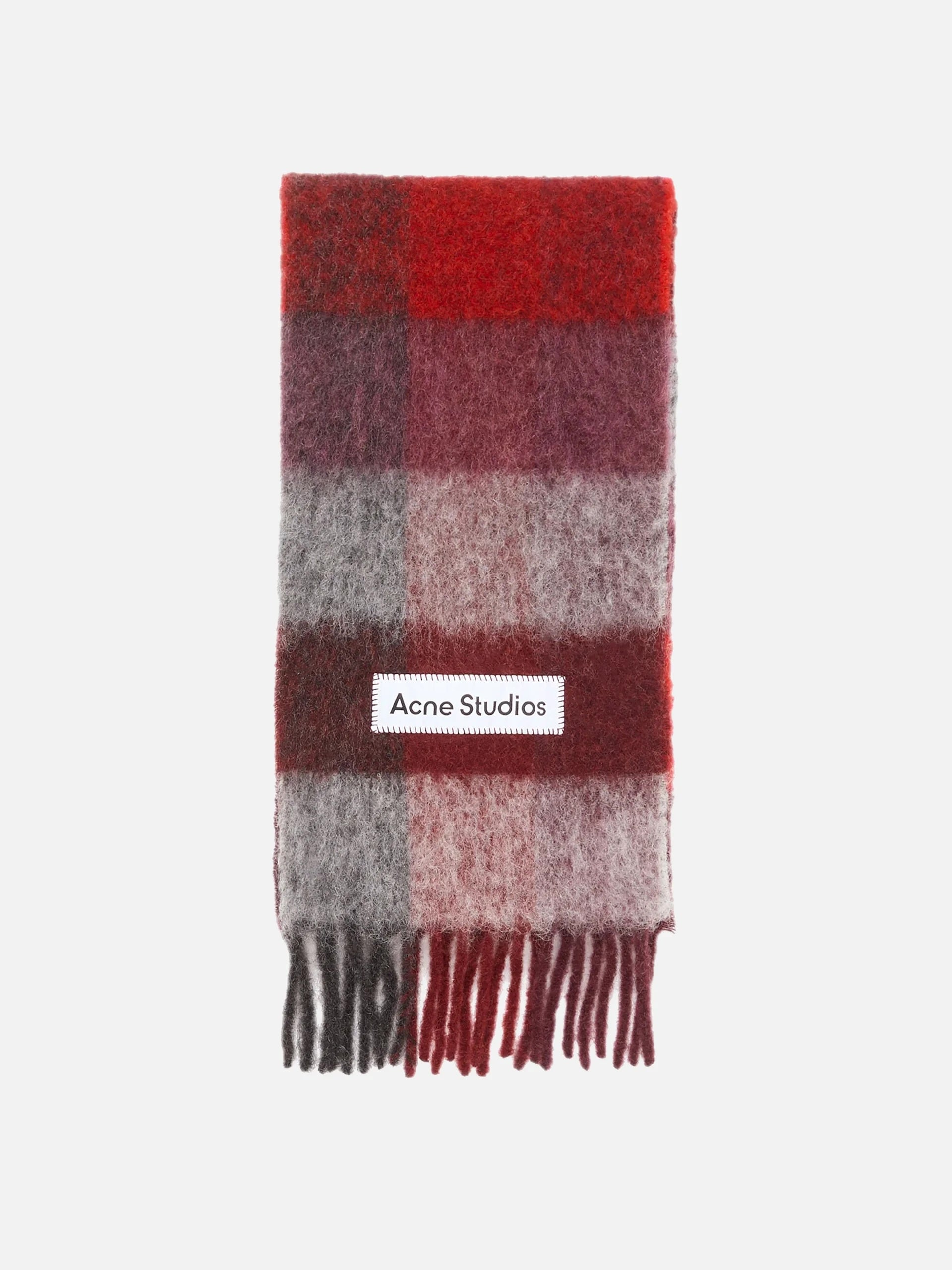 ACNE STUDIOS - Karierter Schal mit Logo-Patch in Rot / Schwarz - Red / Black