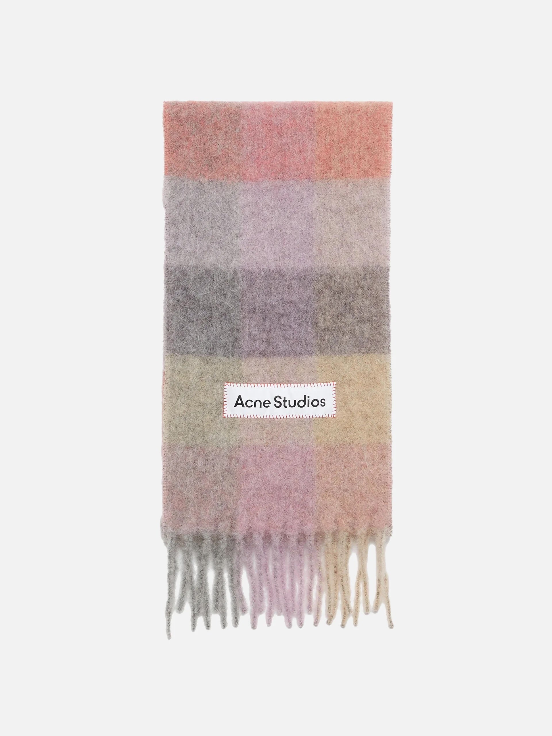 ACNE STUDIOS - Karierter Schal mit Logo-Patch in Rosa / Fuchsia - Pink / Fuchsia