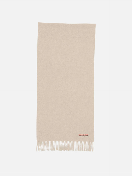 ACNE STUDIOS - Schal aus Wolle mit Logo-Detail in Beige Melange
