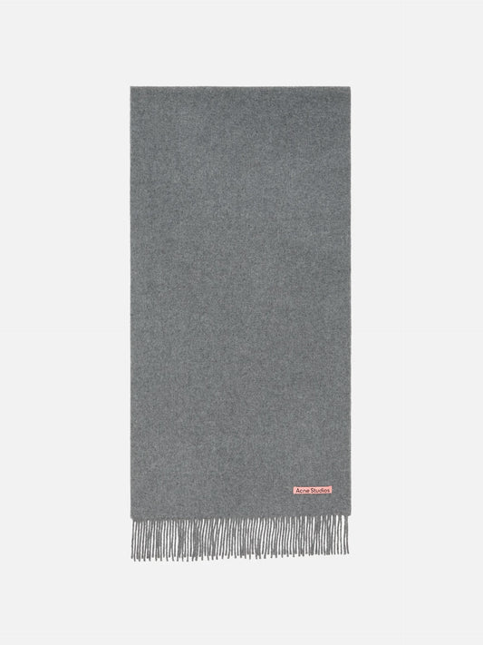 ACNE STUDIOS - Schal aus Wolle mit Logo-Detail in Grau Melange - Grey Melange