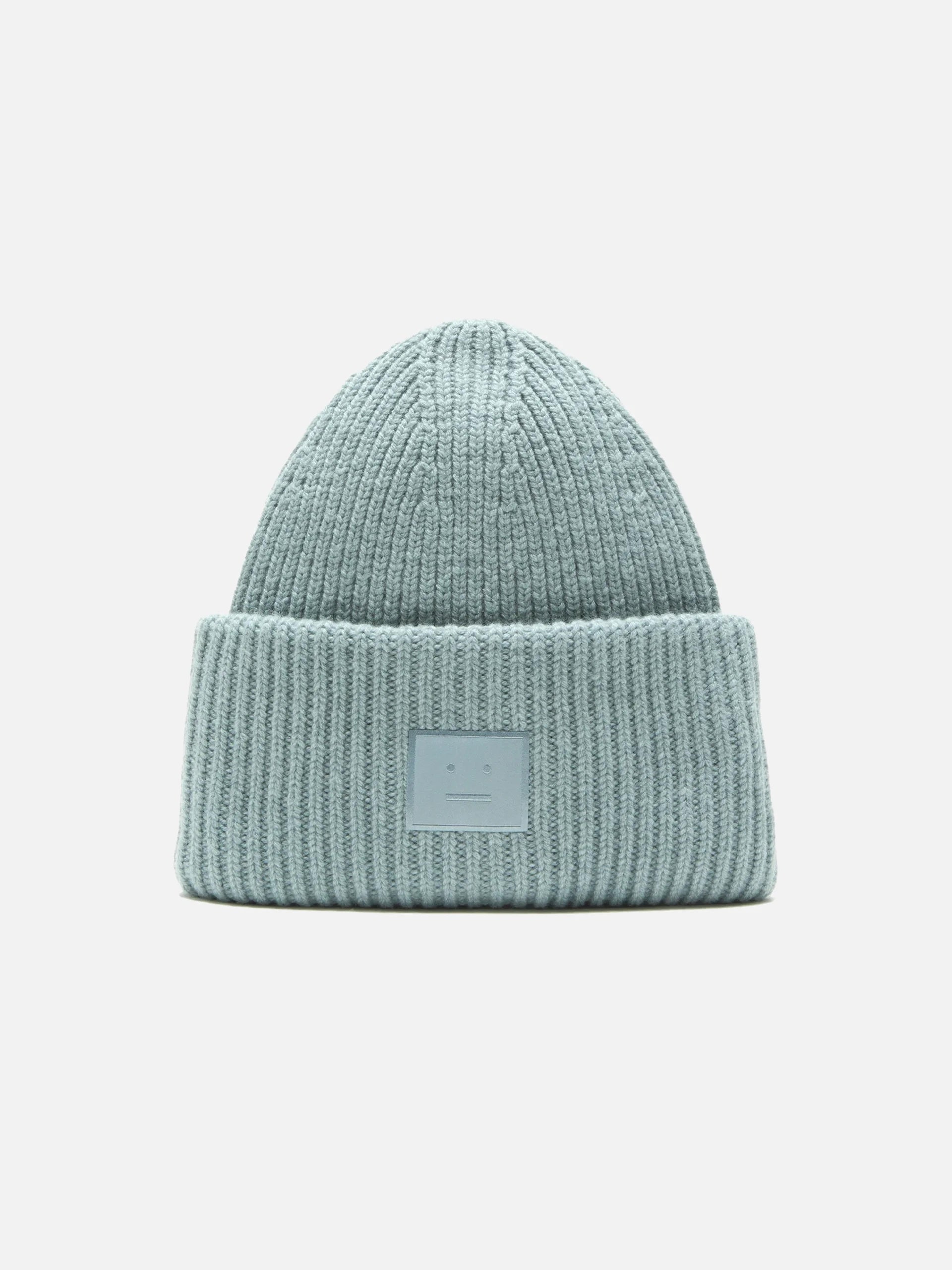 ACNE STUDIOS - Beanie mit Face Logo aus Wollgemisch in Hellblau - Dusty Blue