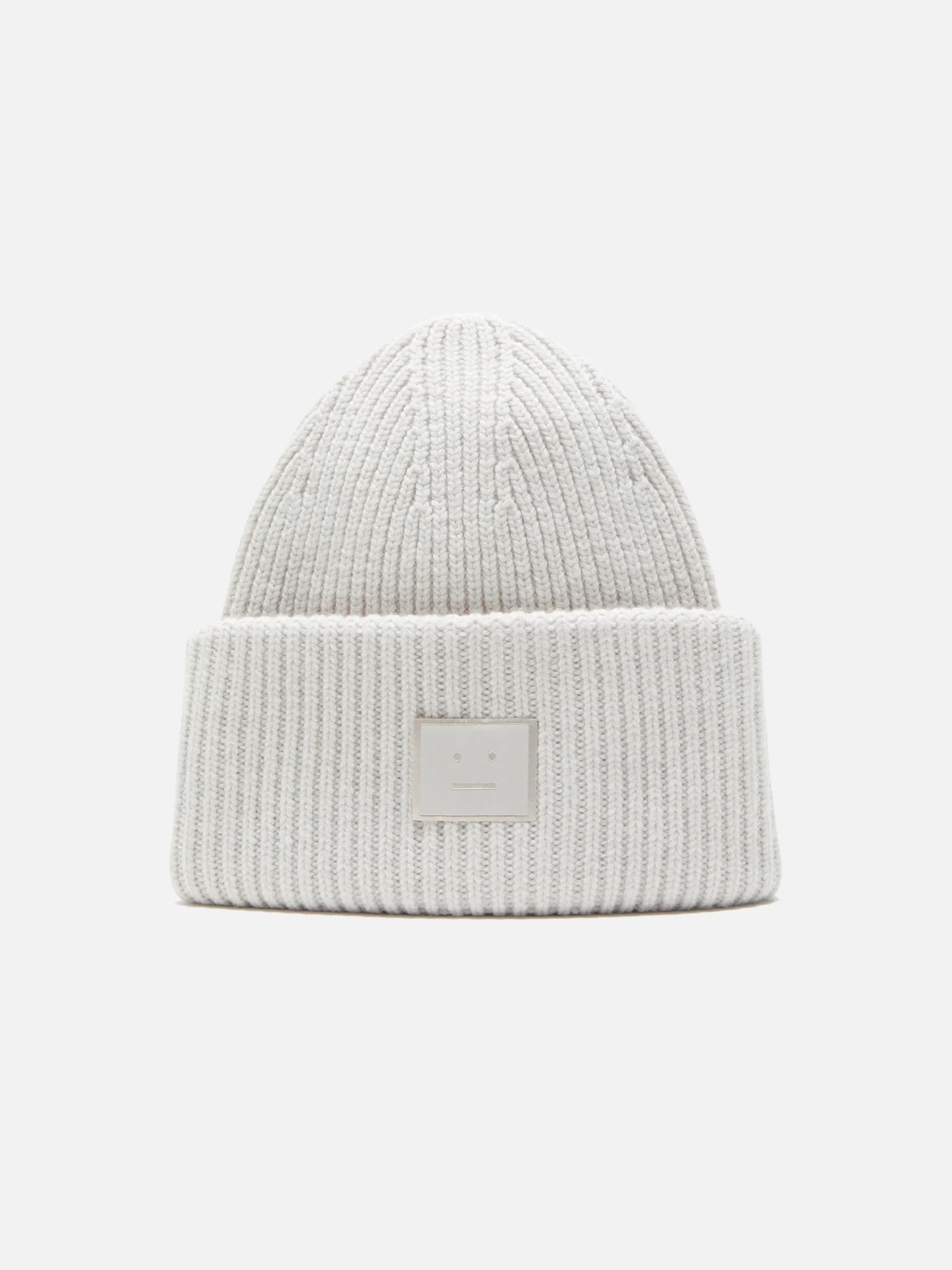 ACNE STUDIOS - Beanie mit Face Logo aus Wollgemisch in Hellgrau - Light grey