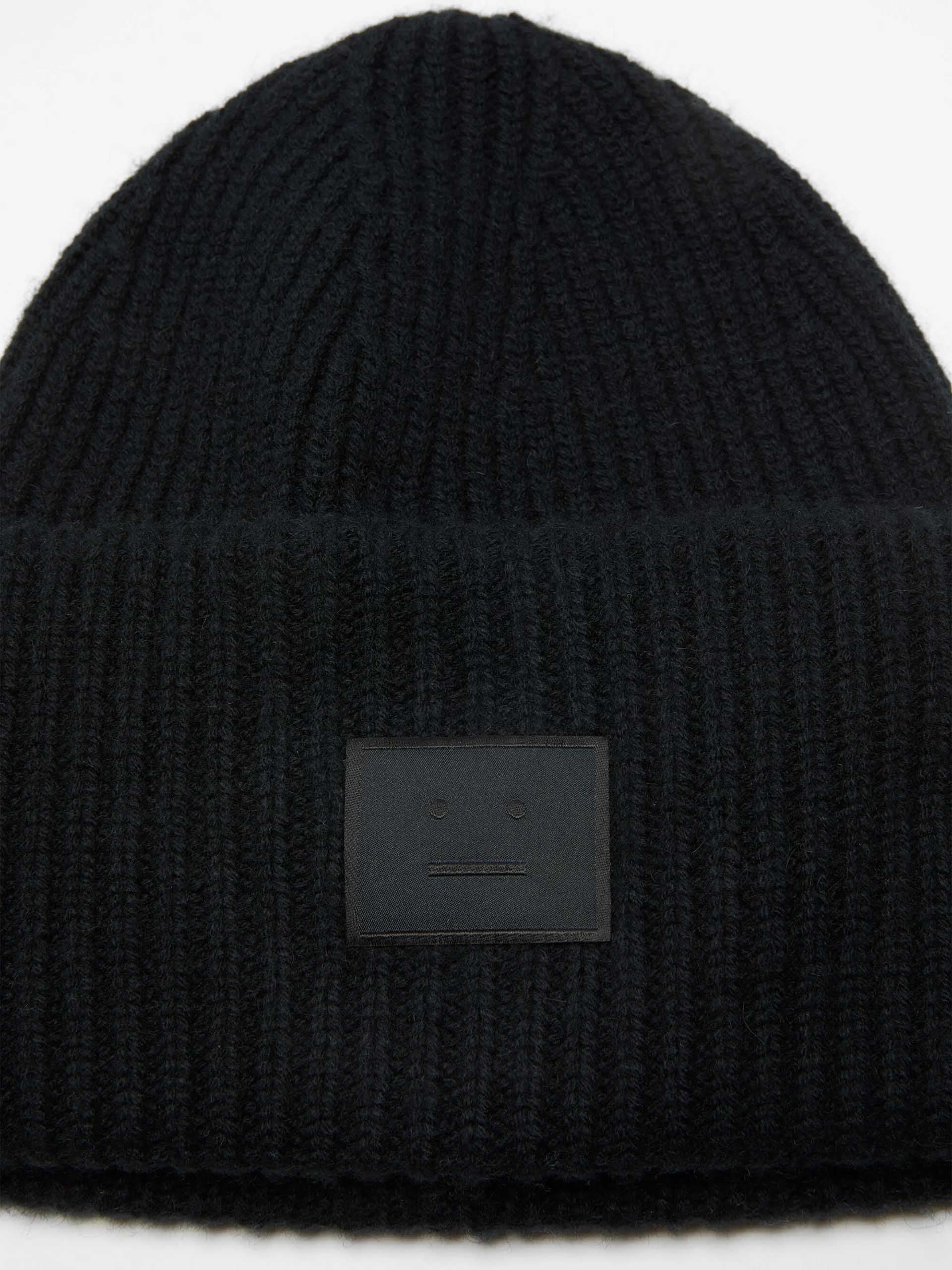 ACNE STUDIOS - Beanie mit Face Logo aus Wollgemisch in Schwarz - Black