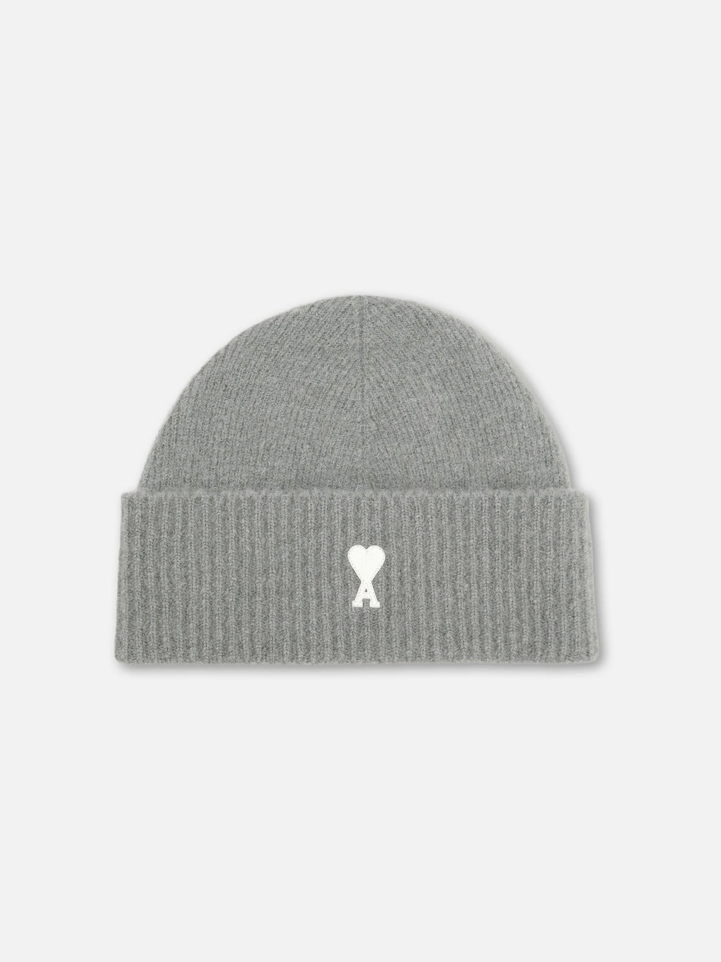 AMI PARIS - Ami De Coeur Mütze aus Alpakastrick in Grau / Off-White - Grey / Off-White