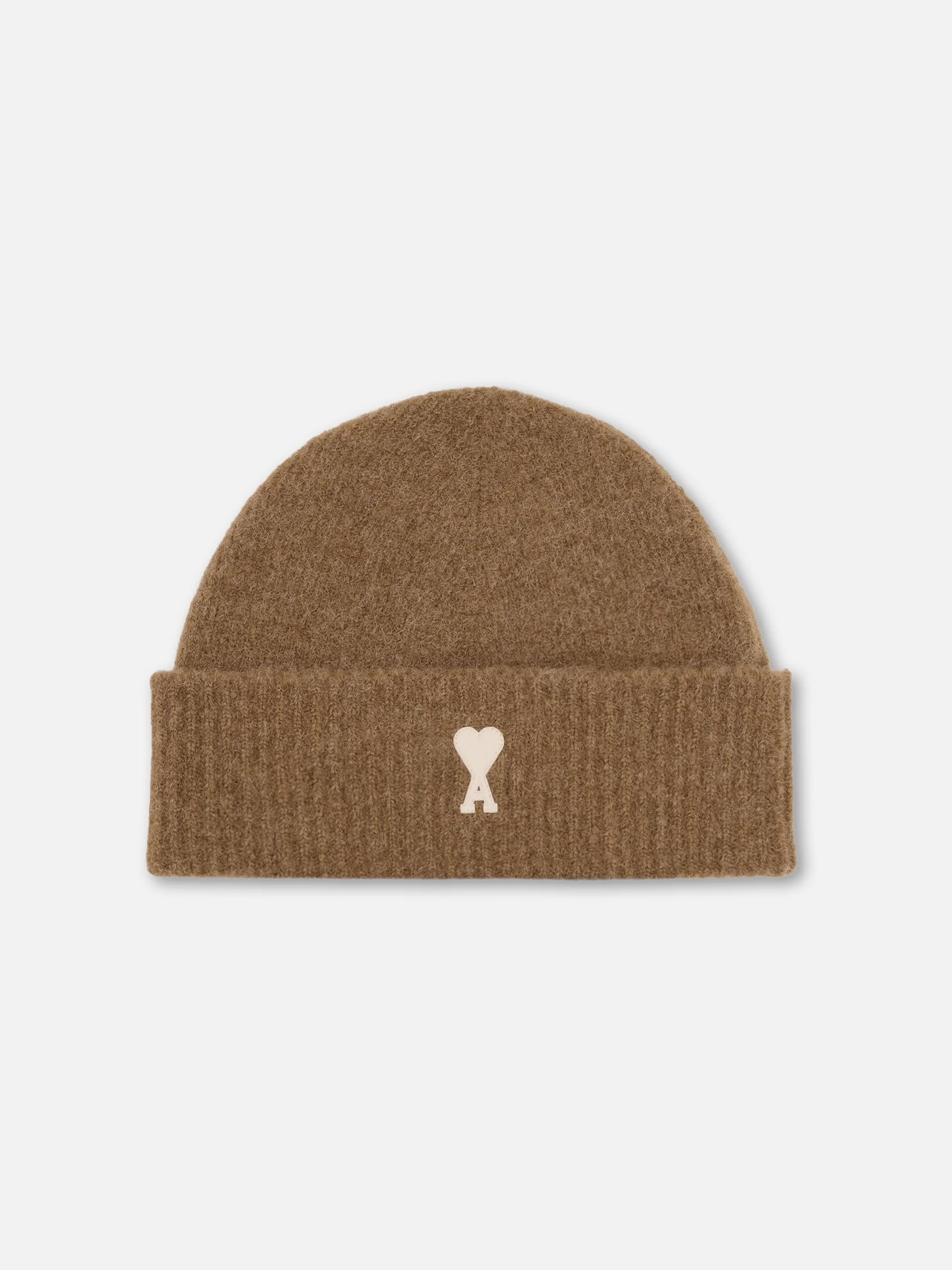 AMI PARIS - Ami De Coeur Mütze aus Alpakastrick in Braun / Off-White - Brown / Off-White