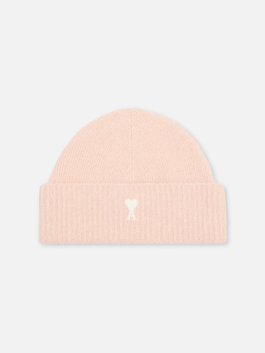 AMI PARIS - Ami De Coeur Mütze aus Alpakastrick in Rosa / Off-White - Pink / Off-White