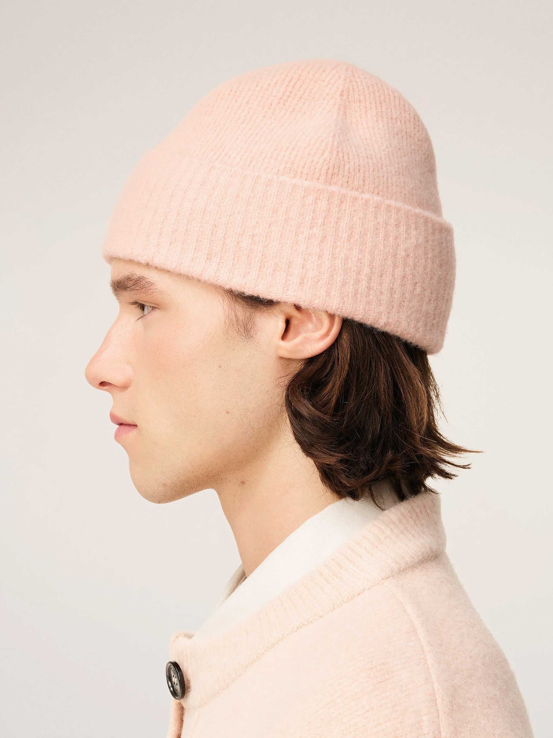 AMI PARIS - Ami De Coeur Mütze aus Alpakastrick in Rosa / Off-White - Pink / Off-White