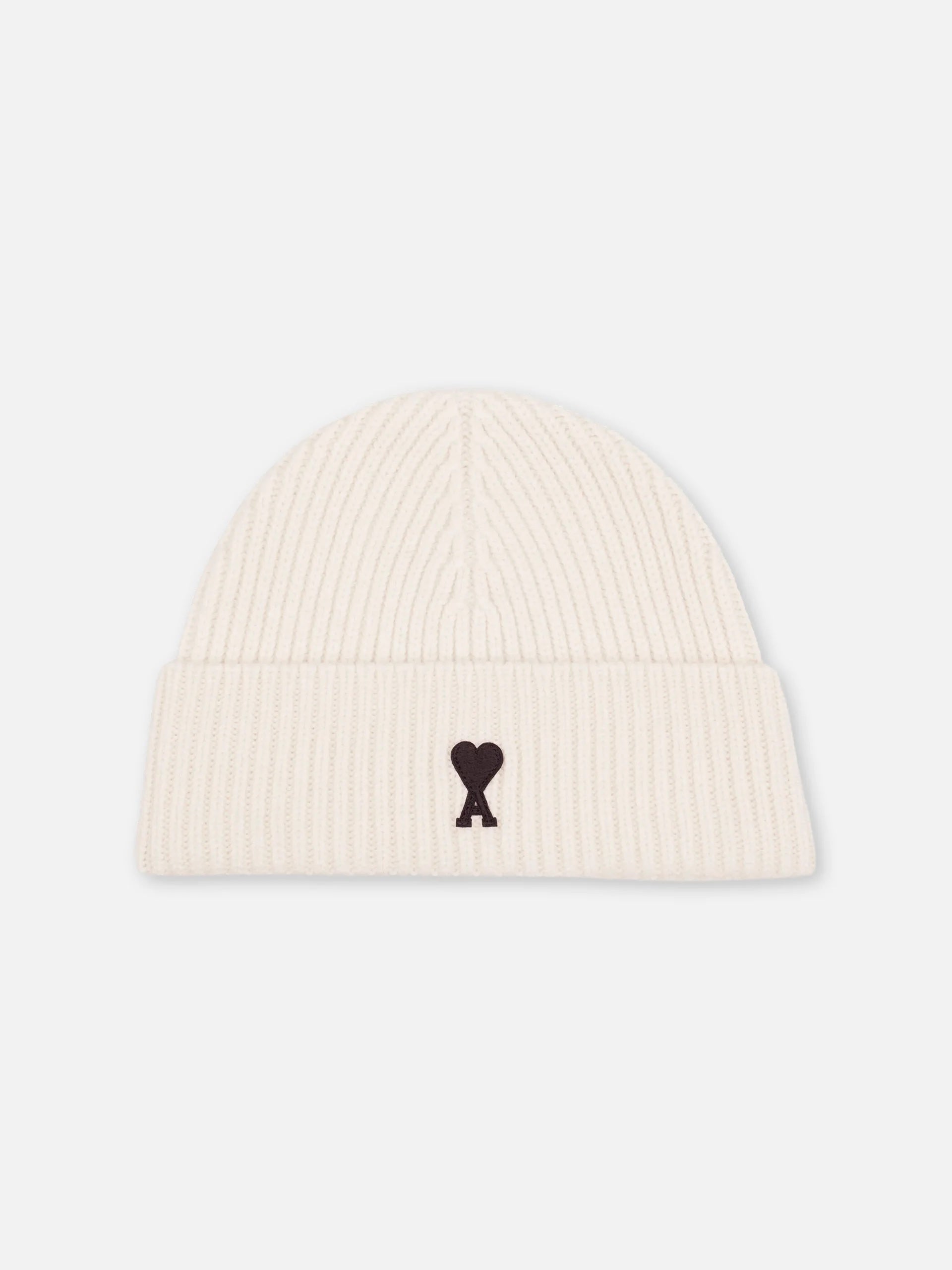 AMI PARIS - Ami De Coeur Mütze aus Merinowolle in Off-White / Schwarz - Off-White / Black