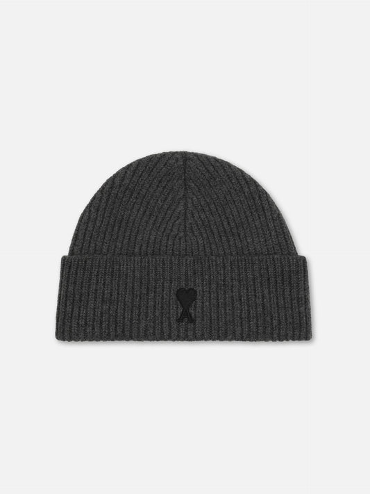 AMI PARIS - Ami De Coeur Mütze aus Merinowolle in Grau / Schwarz - Grey / Black