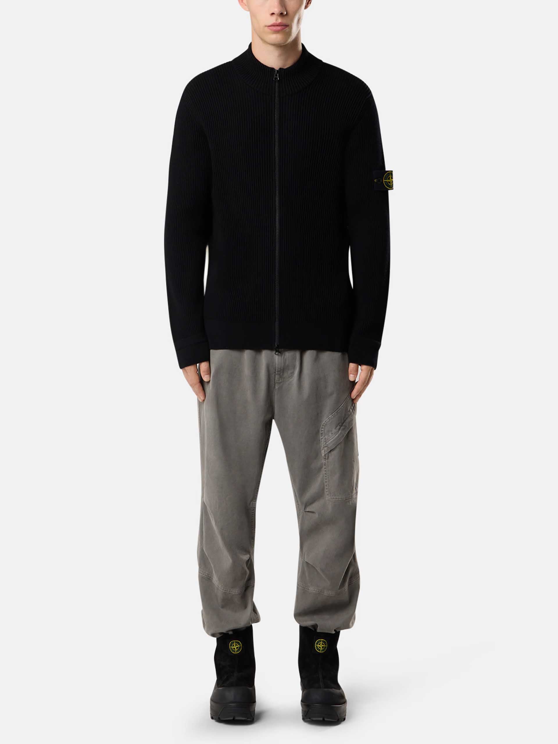 STONE ISLAND - Strickjacke aus gerippter Wolle für Herren