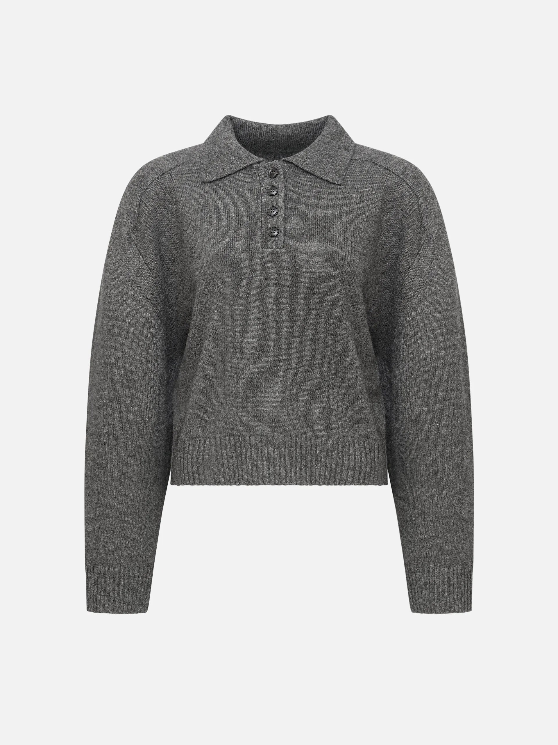 LOULOU DE SAISON - Homere Polo-Pullover für Damen in Anthrazit Grau - Anthracite grey