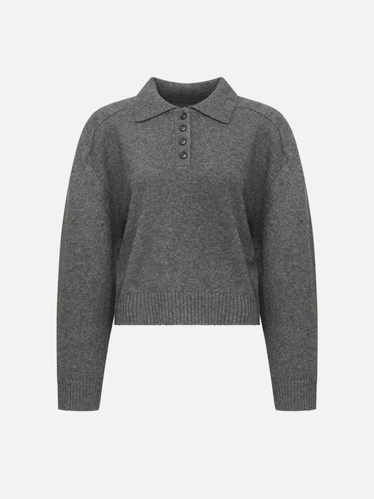 LOULOU DE SAISON - Homere Polo-Pullover für Damen in Anthrazit Grau - Anthracite grey