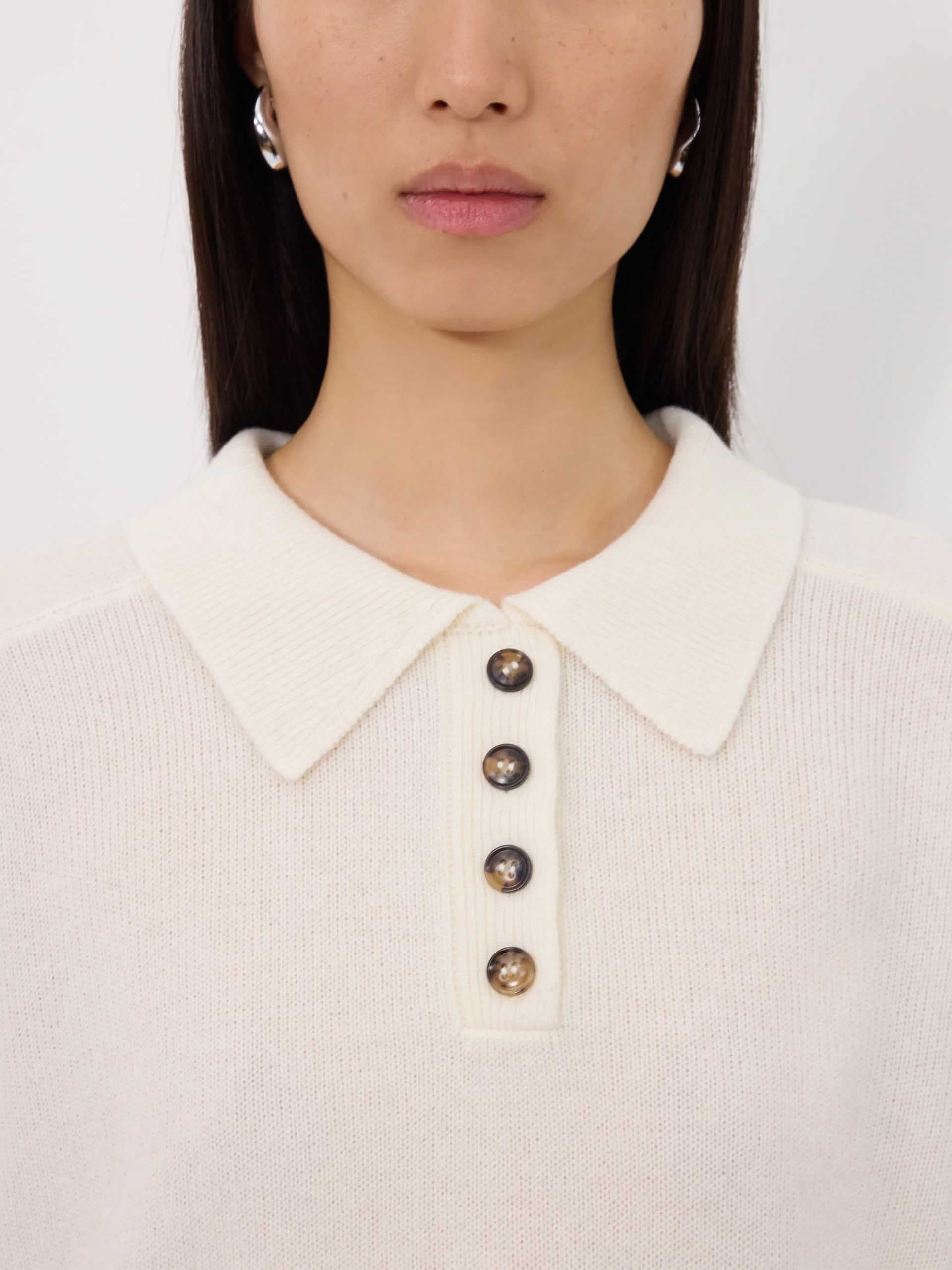 LOULOU DE SAISON - Homere Polo-Pullover für Damen in Cremeweiß - Cream white