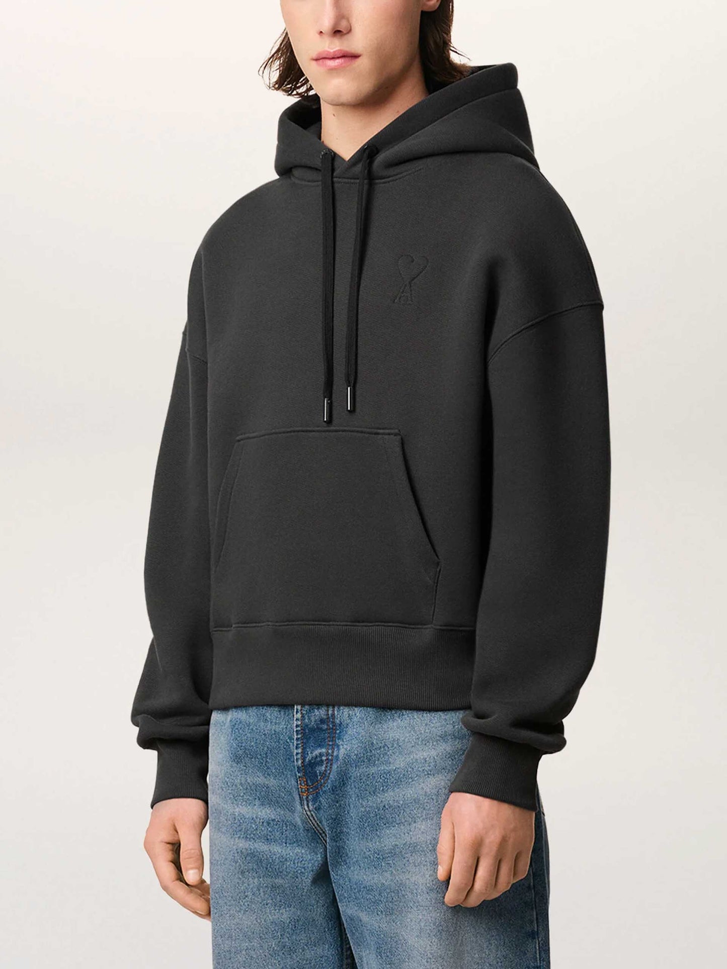 AMI PARIS - Ami De Coeur Hoodie mit Logo-Prägung in Anthrazitgrau - Anthracite grey