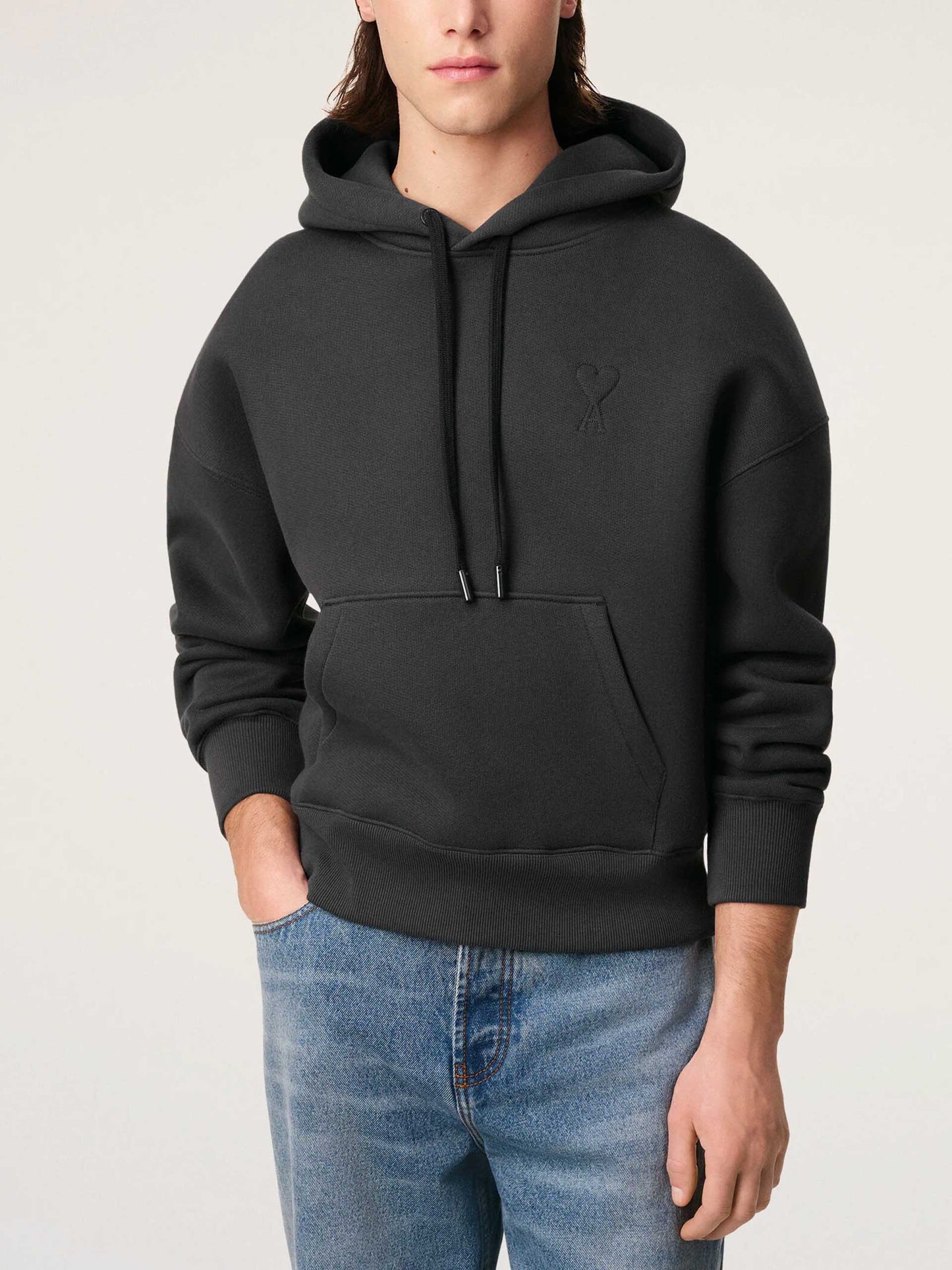 AMI PARIS - Ami De Coeur Hoodie mit Logo-Prägung in Anthrazitgrau - Anthracite grey