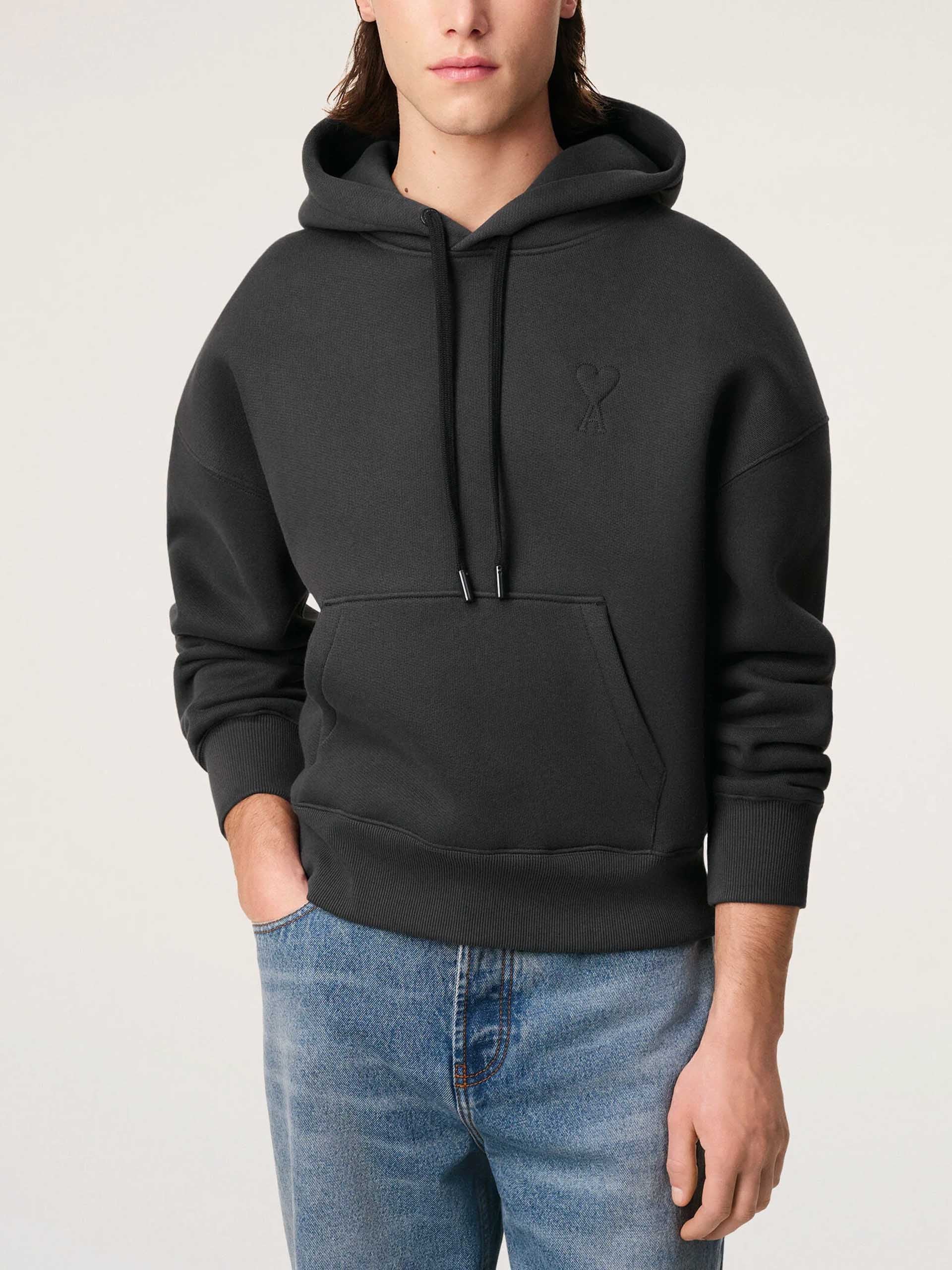AMI PARIS - Ami De Coeur Hoodie mit Logo-Prägung in Anthrazitgrau - Anthracite grey