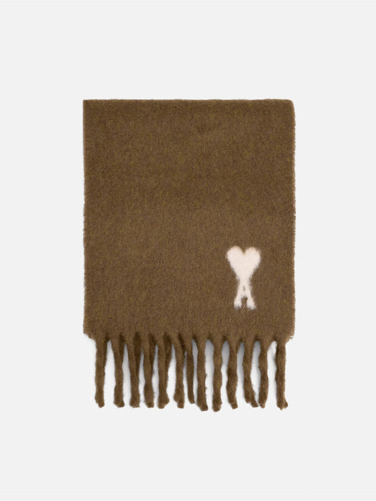 AMI PARIS - Schal Ami De Coeur mit Logo-Stickerei in Braun / Weiß - Brown / White
