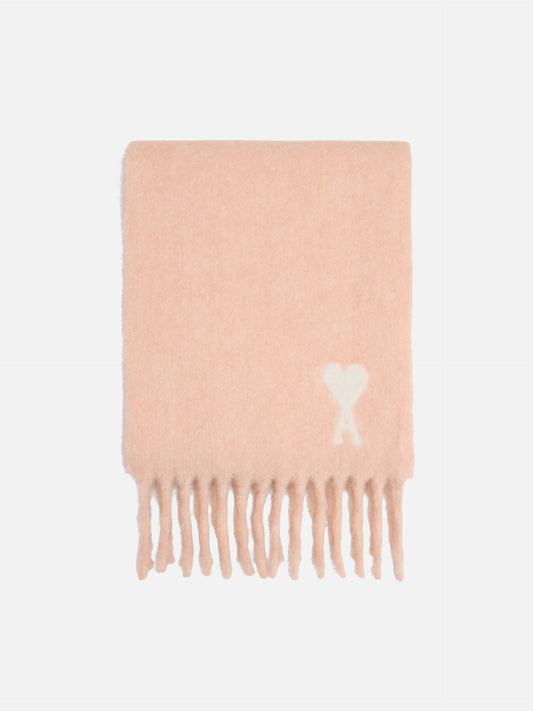 AMI PARIS - Schal Ami De Coeur mit Logo-Stickerei in Rosa / Weiß - Pink / White