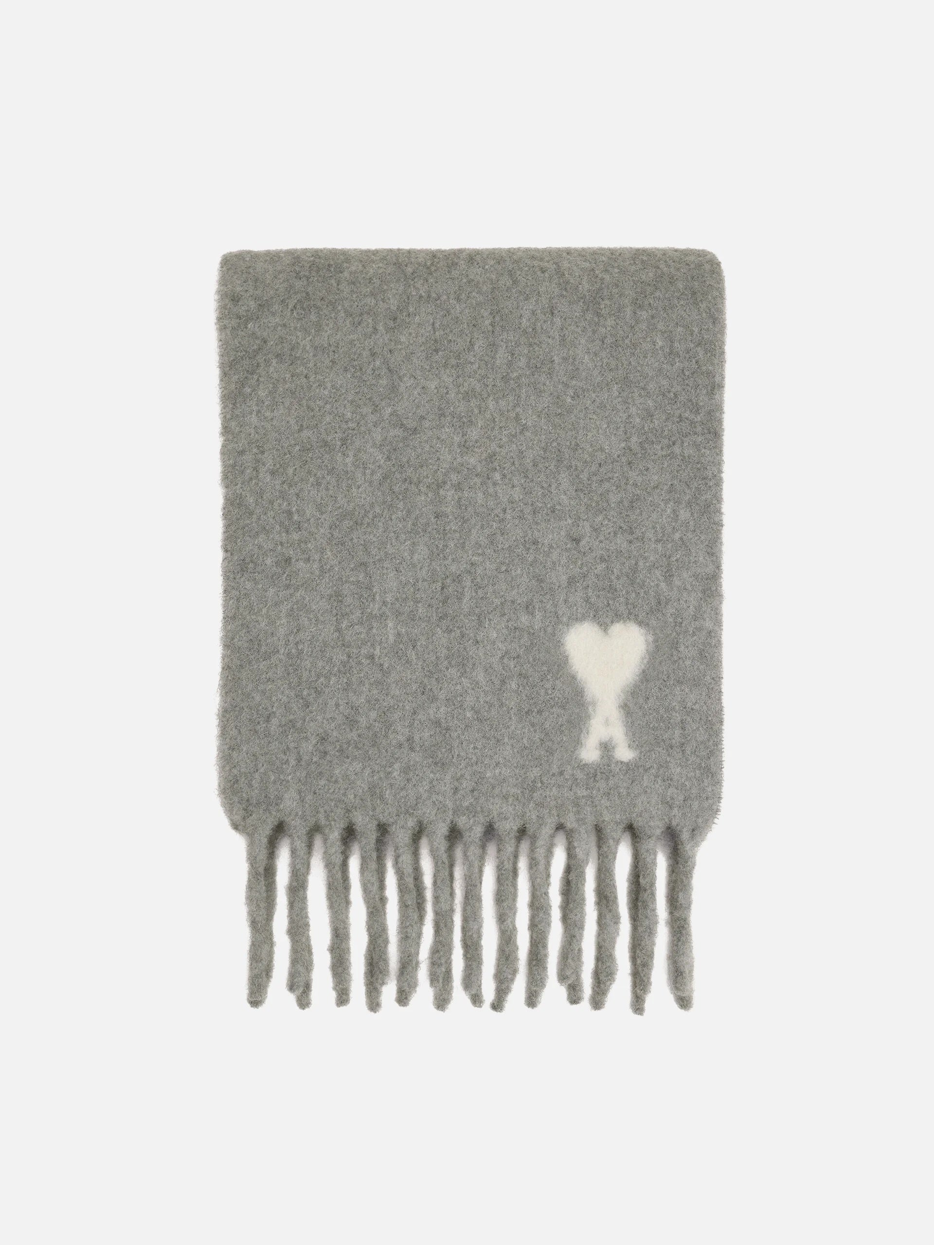 AMI PARIS - Schal Ami De Coeur mit Logo-Stickerei in Grau / Weiß - Grey / White