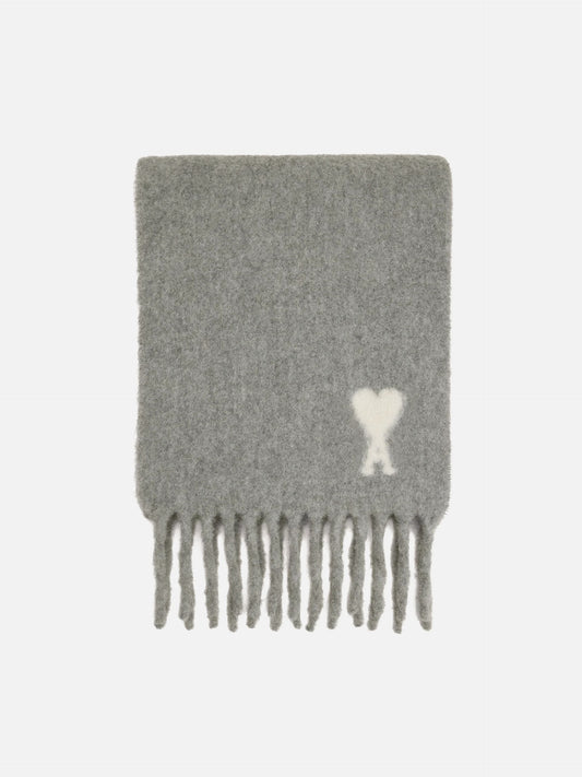 AMI PARIS - Schal Ami De Coeur mit Logo-Stickerei in Grau / Weiß - Grey / White