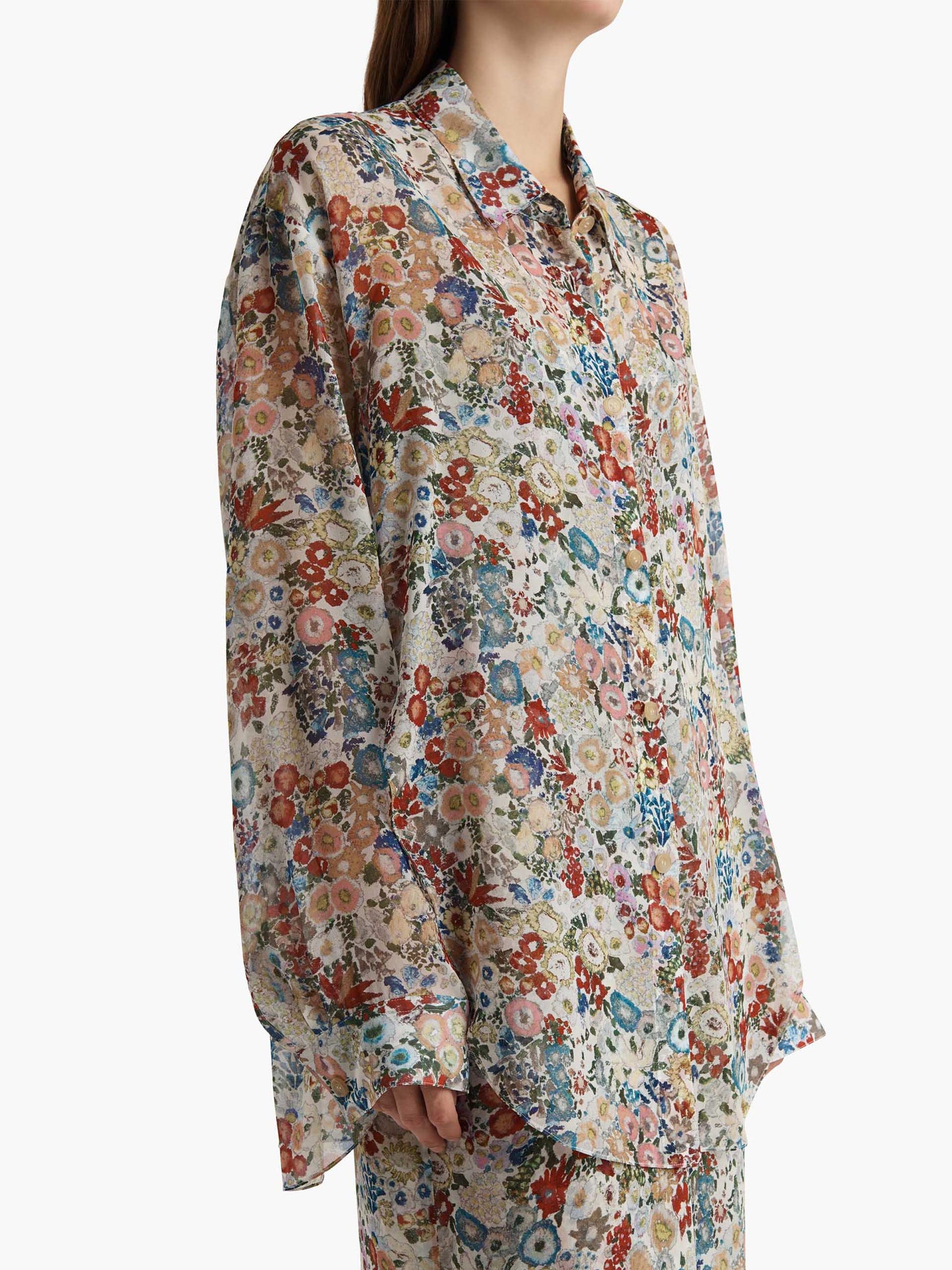 KHAITE - Goya Bluse aus Seidenchiffon für Damen in Creme Multi - Cream Multi