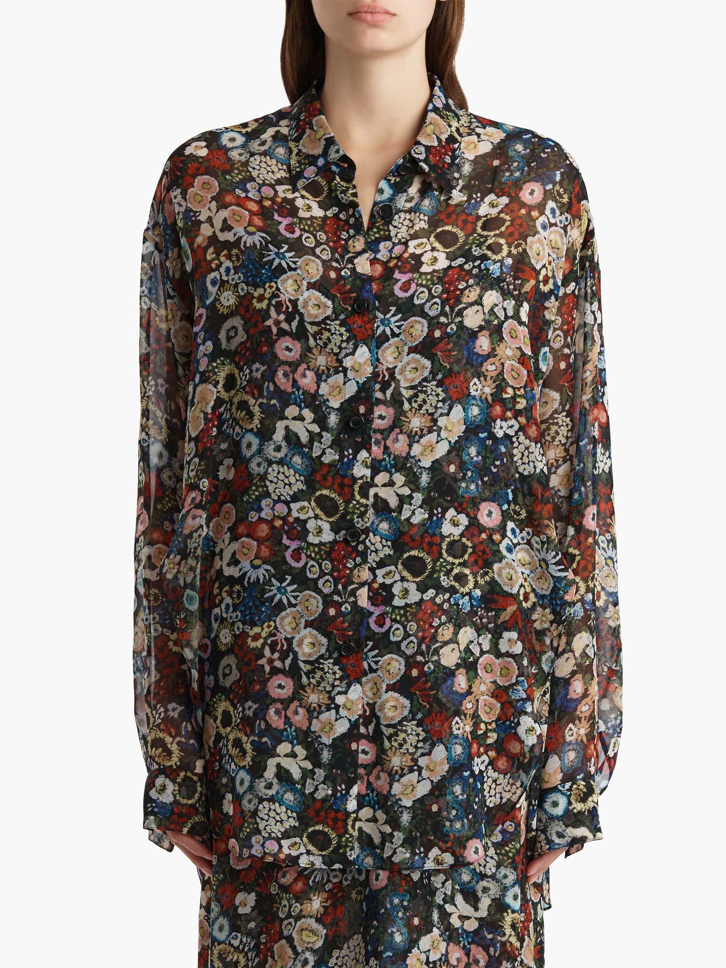 KHAITE - Goya Bluse aus Seidenchiffon für Damen in Schwarz Multi - Black Multi