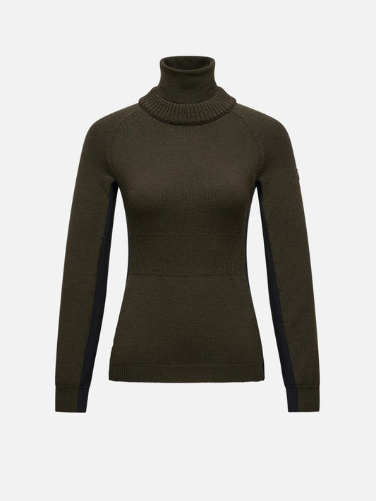 MONCLER GRENOBLE - Rollkragenpullover aus Wolle für Damen in Olivgrün - Olive green