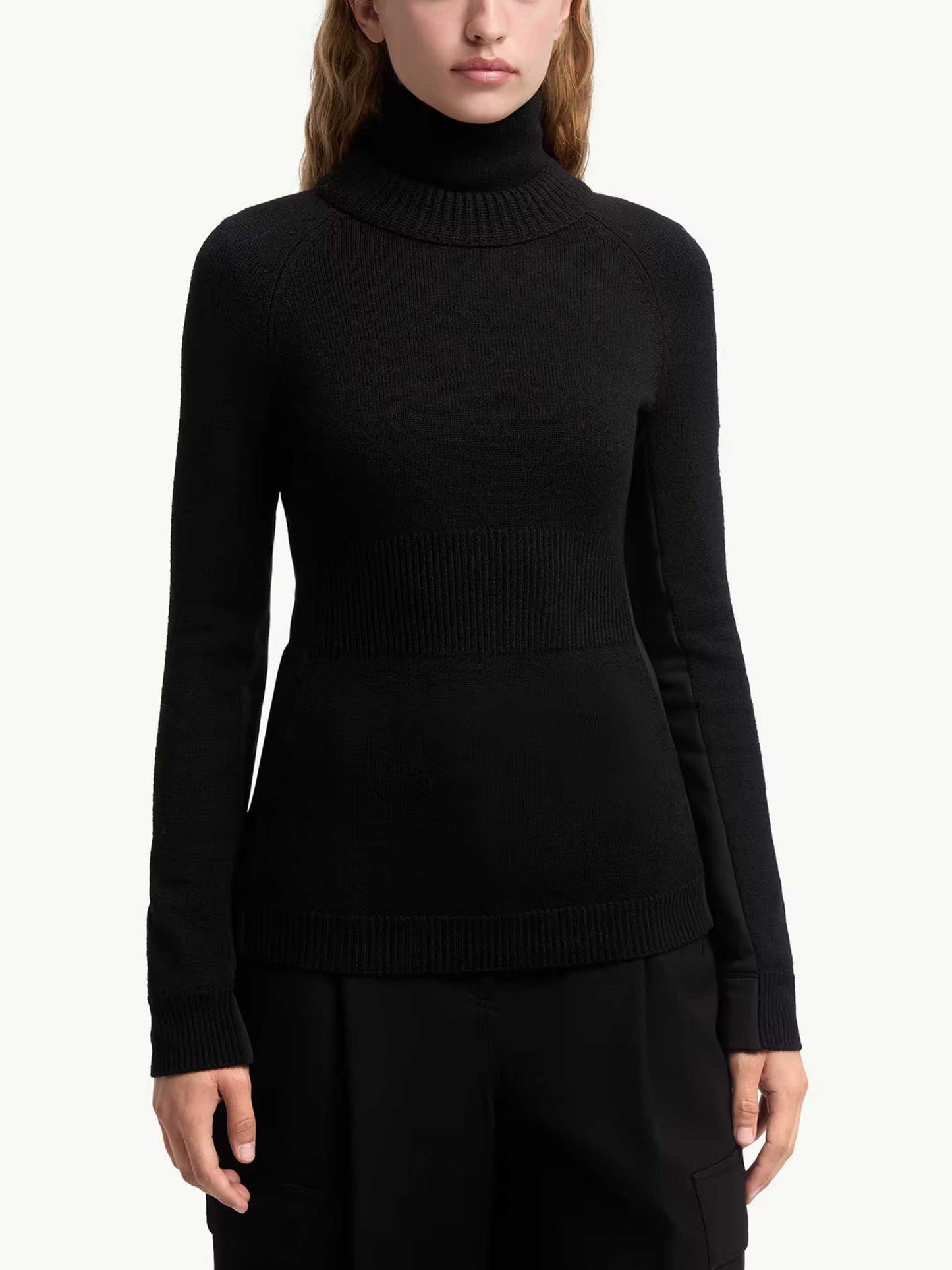 MONCLER GRENOBLE - Rollkragenpullover aus Wolle für Damen in Schwarz - Black