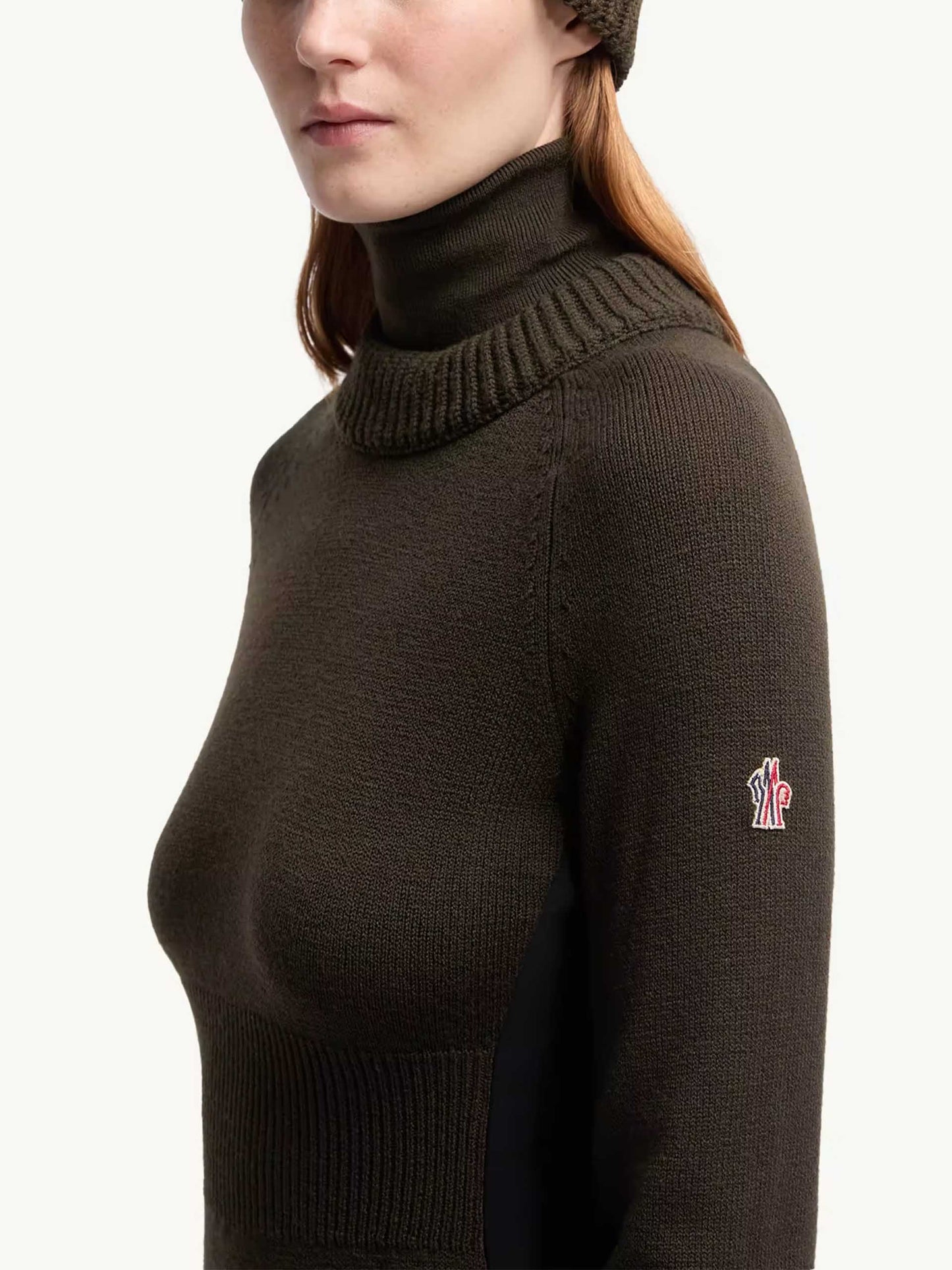 MONCLER GRENOBLE - Rollkragenpullover aus Wolle für Damen in Olivgrün - Olive green