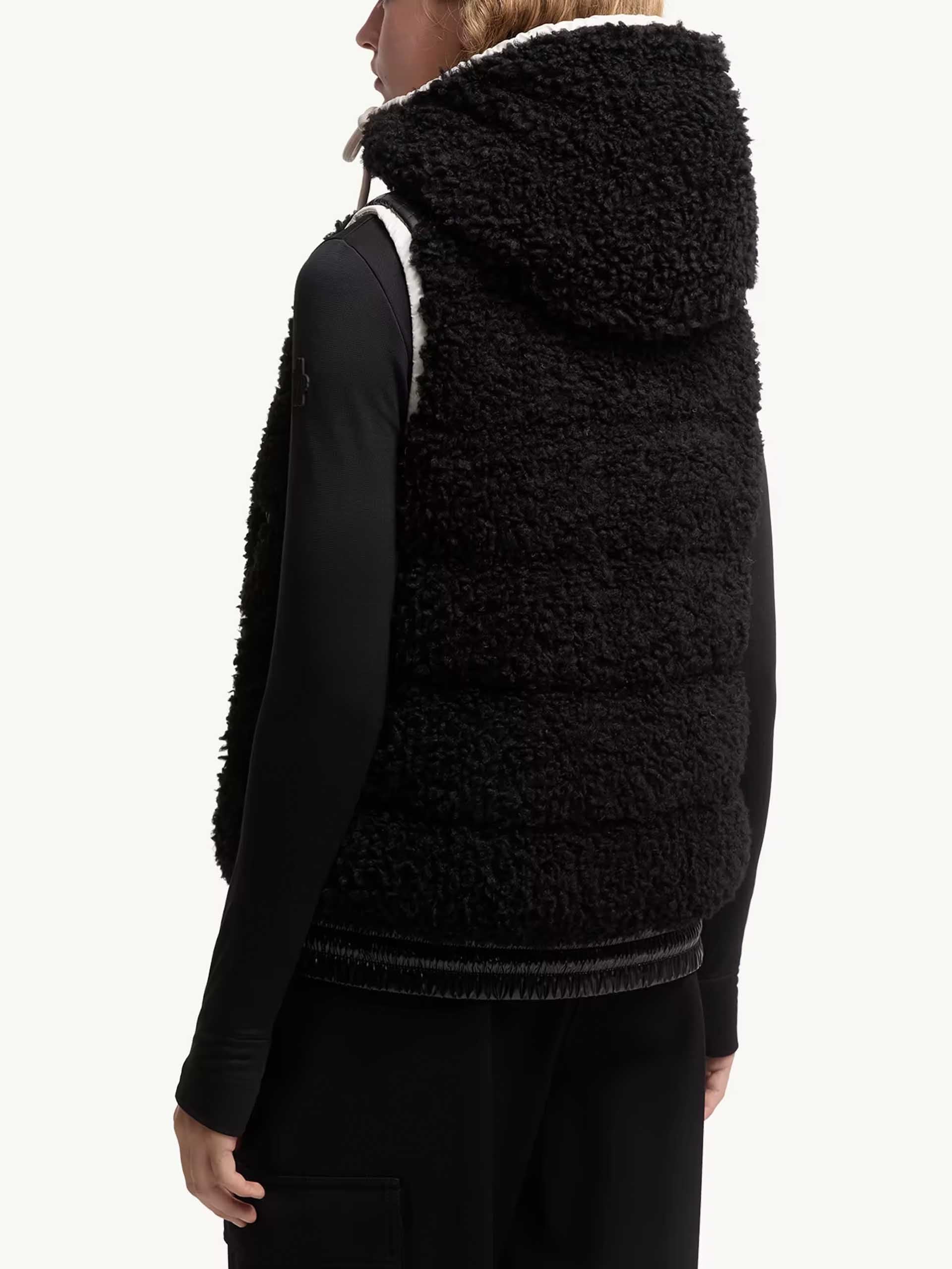 MONCLER GRENOBLE - Daunenweste aus Teddy-Fleece für Damen in Schwarz - Black