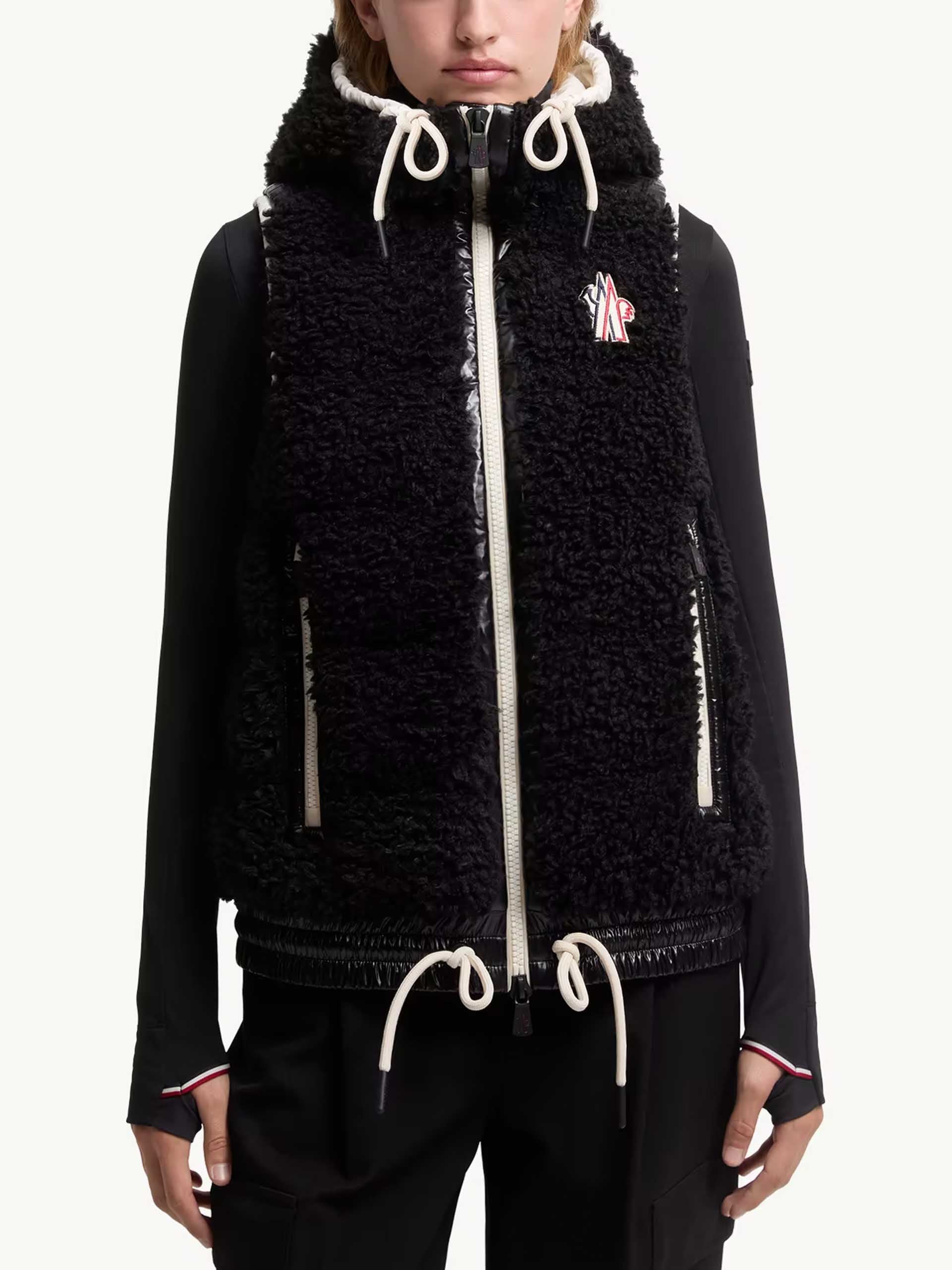 MONCLER GRENOBLE - Daunenweste aus Teddy-Fleece für Damen in Schwarz - Black