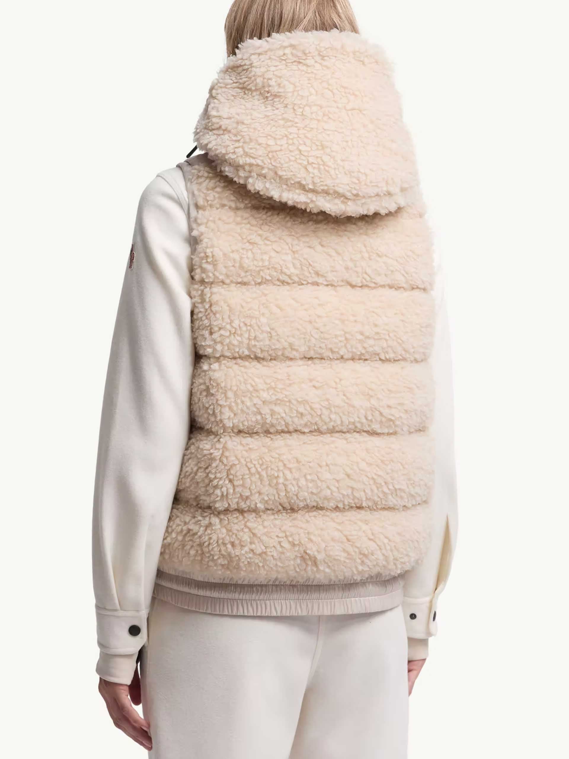 MONCLER GRENOBLE - Daunenweste aus Teddy-Fleece für Damen in Hellbeige - Light beige