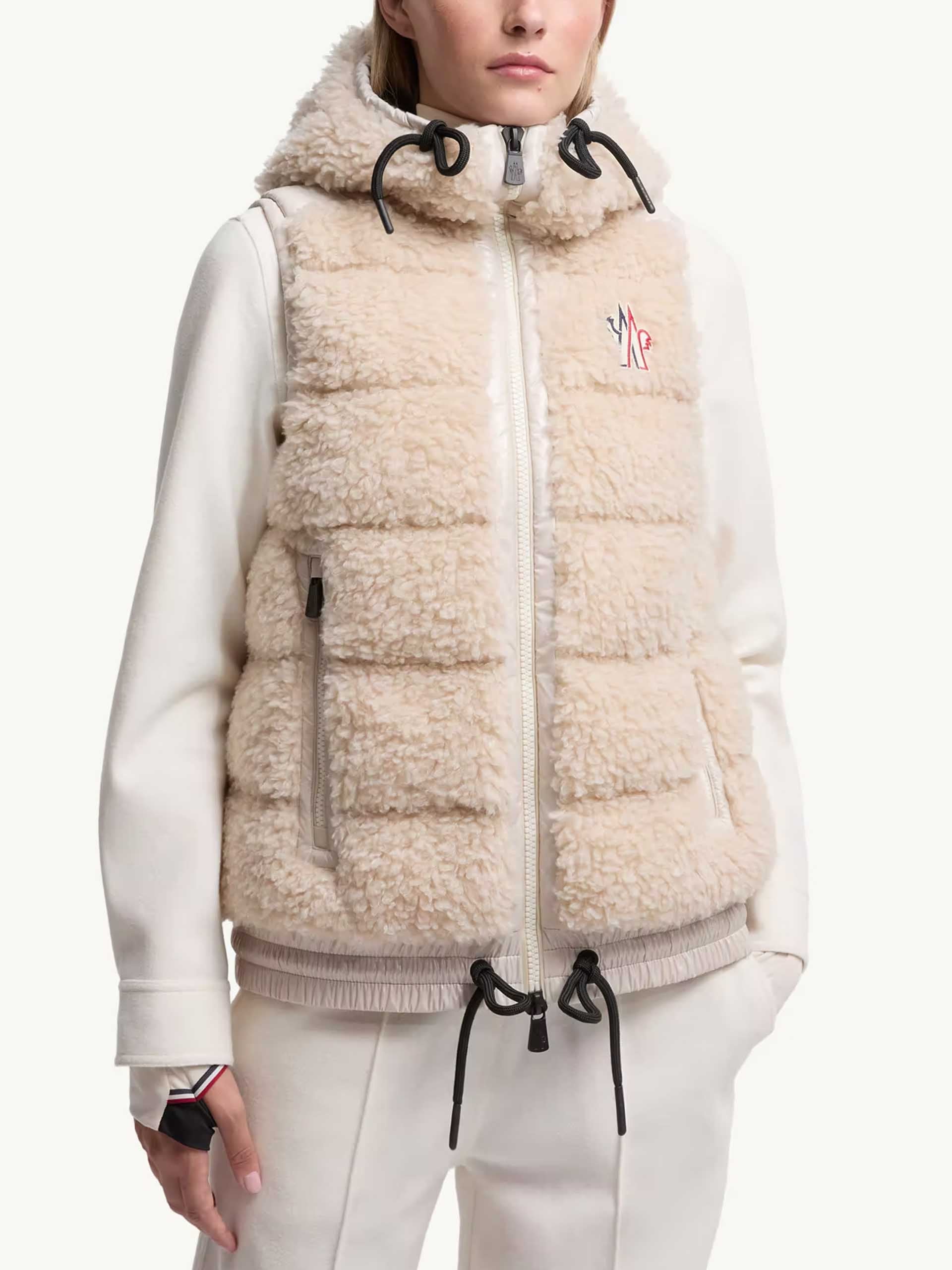 MONCLER GRENOBLE - Daunenweste aus Teddy-Fleece für Damen in Hellbeige - Light beige