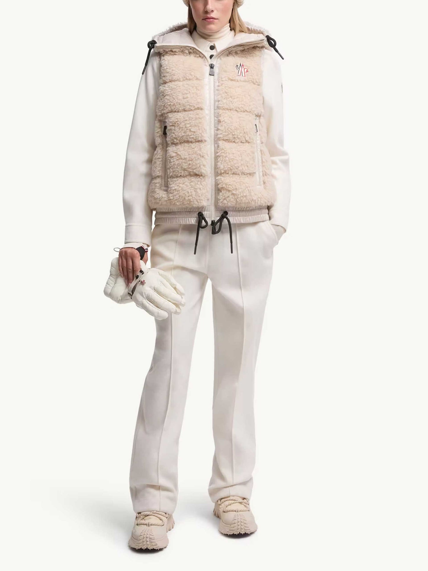 MONCLER GRENOBLE - Daunenweste aus Teddy-Fleece für Damen in Hellbeige - Light beige
