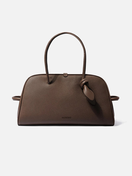 JACQUEMUS - Tote Bag Turismo Medium aus Leder in Dunkelbraun - Dark brown