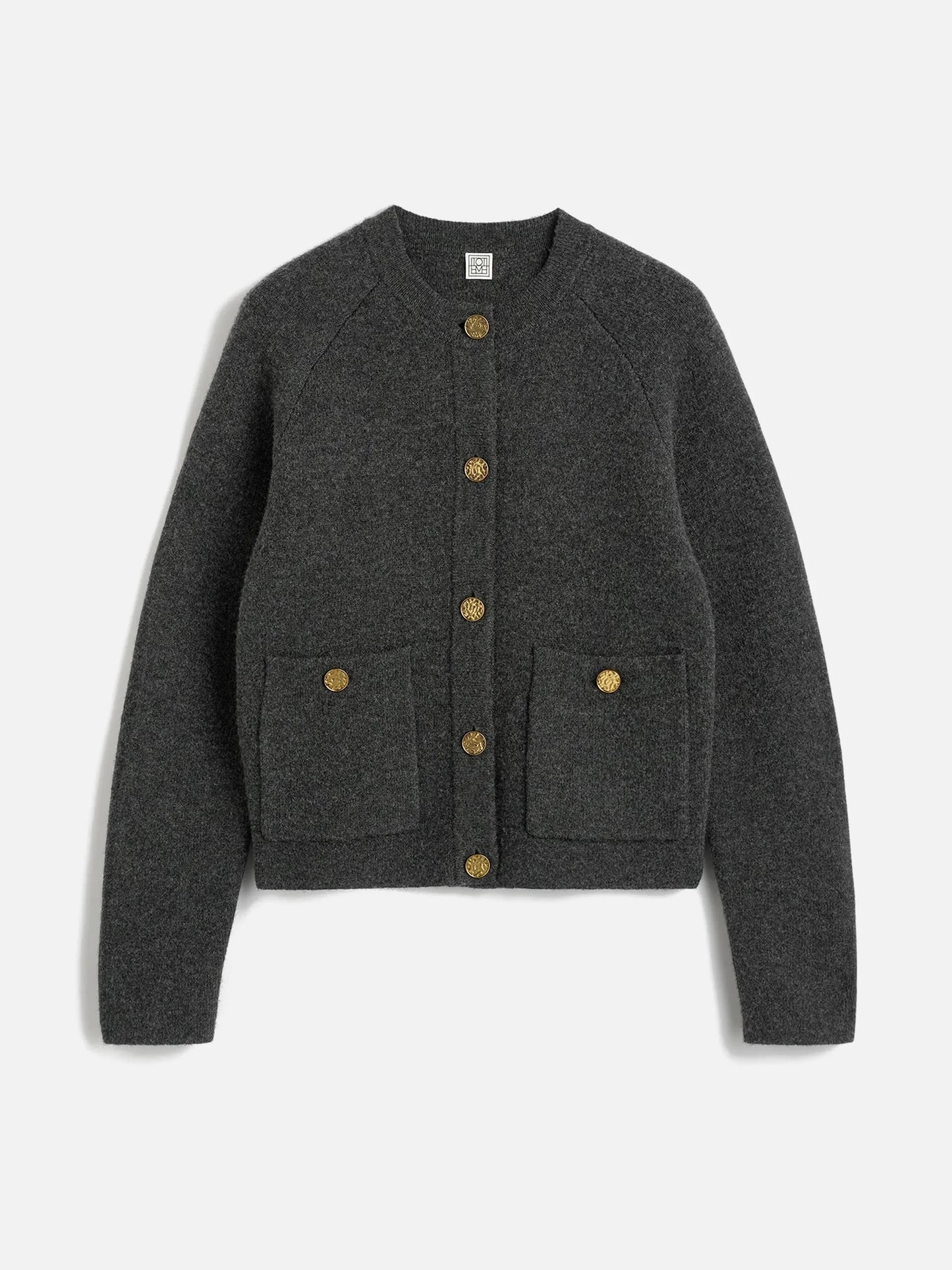 TOTEME - Hammered Button Cardigan in Charcoal Melange