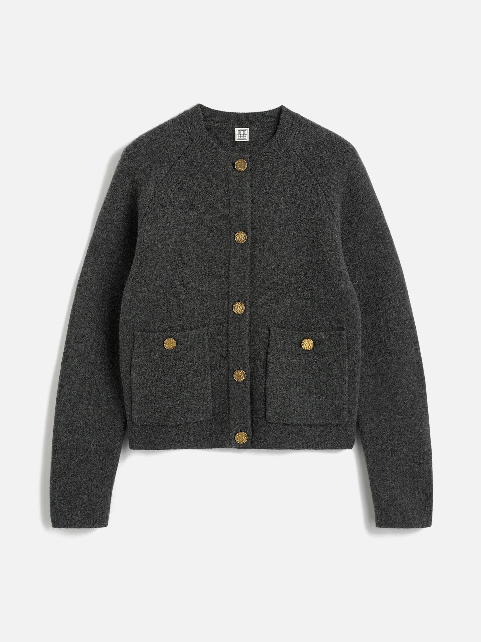 TOTEME - Hammered Button Cardigan in Charcoal Melange