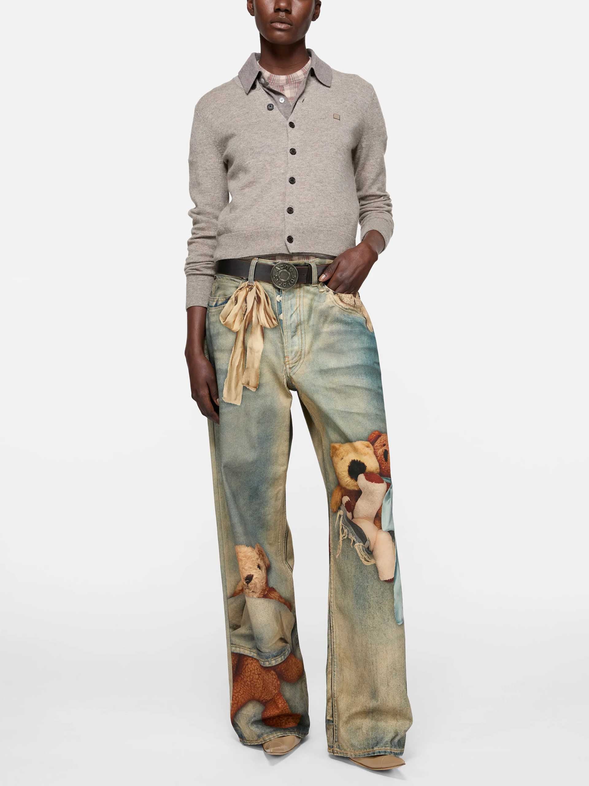 ACNE STUDIOS - Cardigan mit Face Logo für Damen in Beige