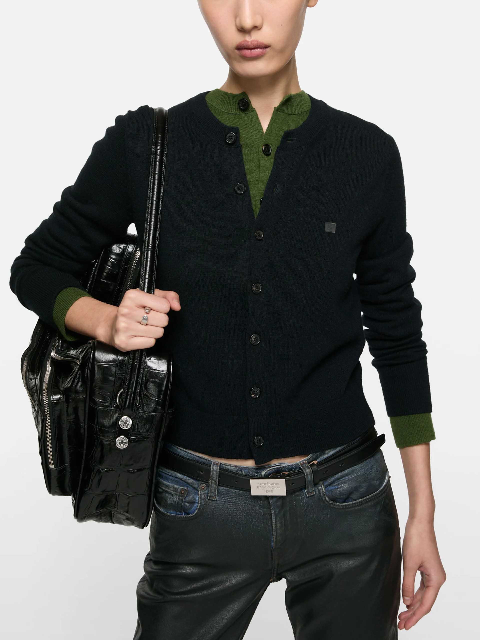 ACNE STUDIOS - Cardigan mit Face Logo für Damen in Schwarz - Black